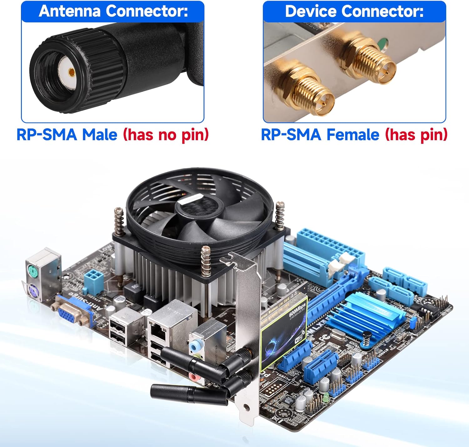 Eightwood Small WiFi Antenna Dual Band 2.4GHz 5GHz RP-SMA Antenna 2pcs for PC Desktop Computer PCIe Card WiFi Router Wireless Back Up Camera