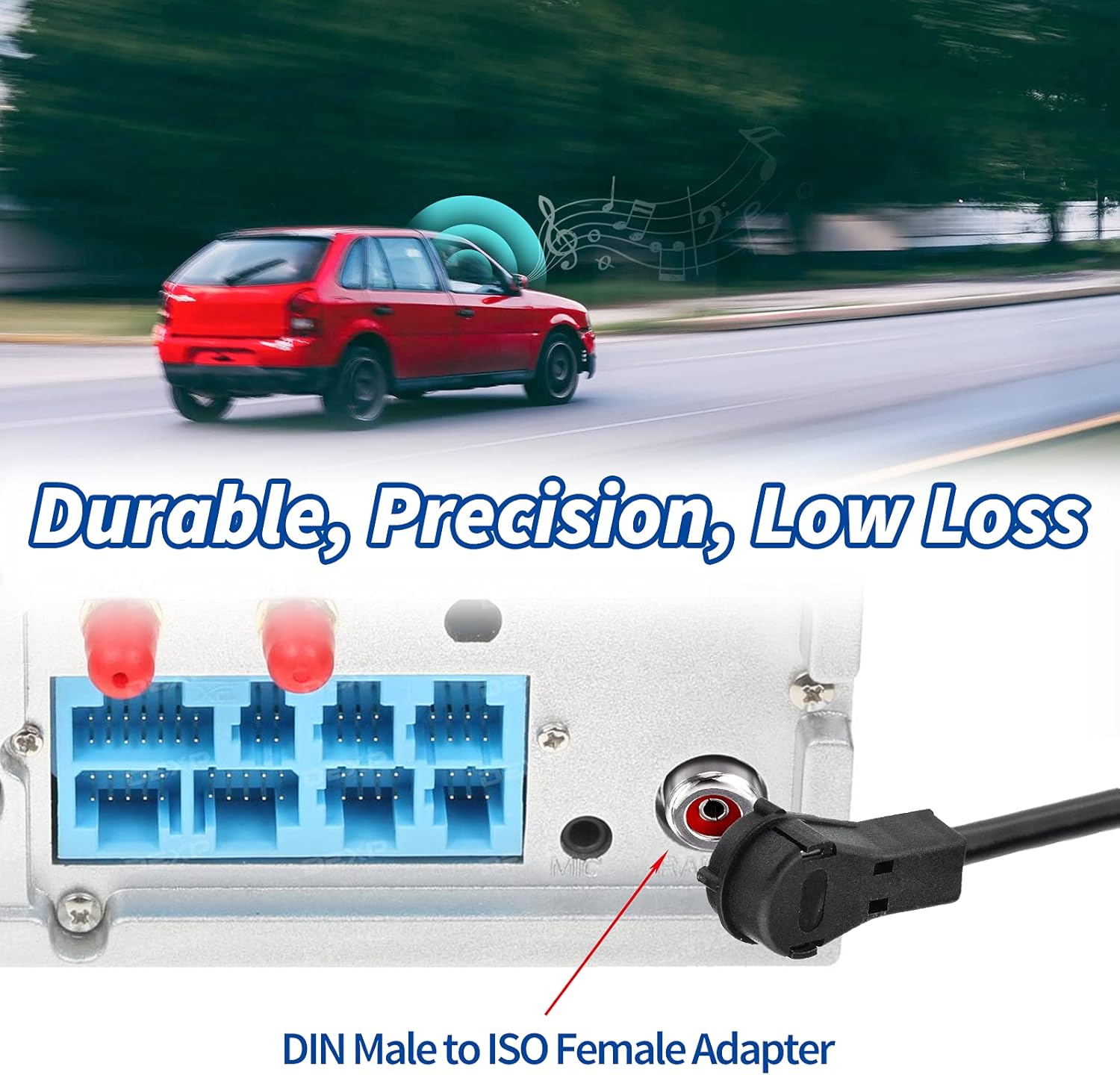 Eightwood DAB Antenne Adapter Kupplung ISO Handfunk Din Male auf ISO Buchse 2 Stücke für Autoradio Antenne DAB+ AM/FM MEHRWEG