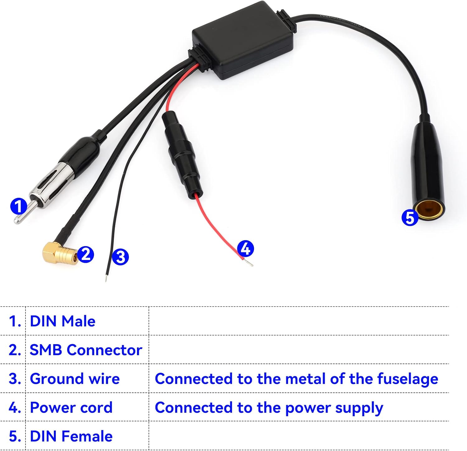 Eightwood DAB Antenne DAB Splitter SMB Adapter DIN Adapter AM/FM Antenne Signalverstärker für Auto Radio TechniSat Pioneer Sony Alpine MEHRWEG