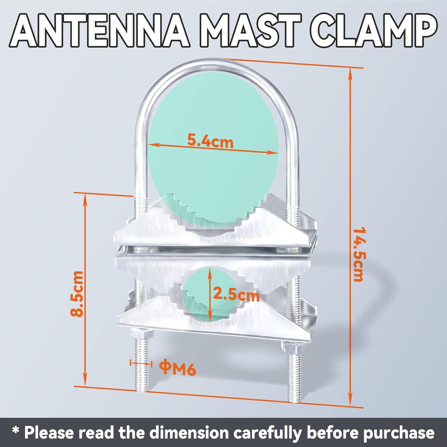 Eightwood V Jaw Block Double Aerial Mast to Mast Clamp (2 Set) U Bolt Anti Rust Finish for TV CB Amateur Antenna Tube Bracket