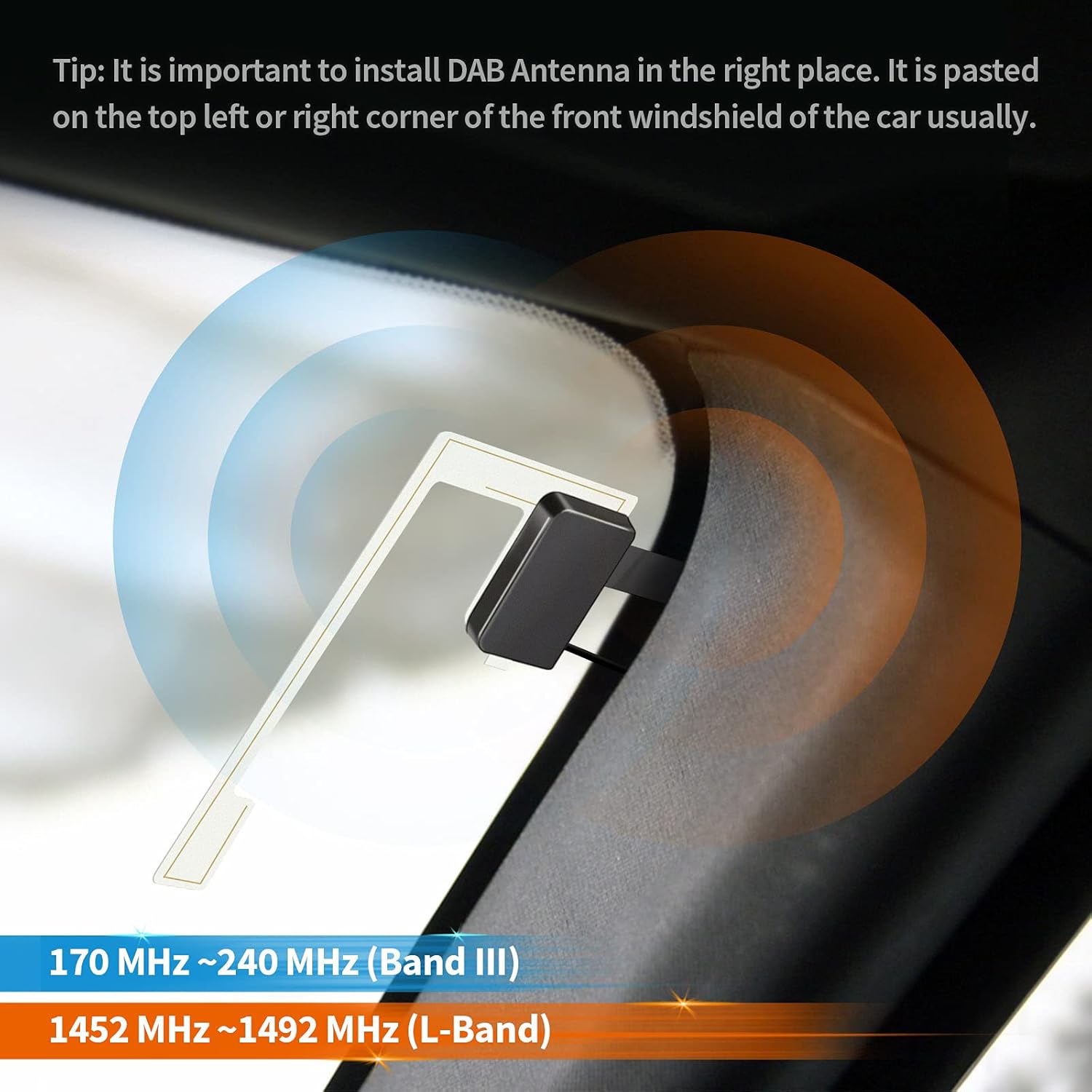 Eightwood DAB Antenne DAB Antenne Auto SMB Digtial DAB Autoradio Antenne mit 3 Meter DAB Scheibenantenne Glass Mount für Blaupunkt Pioneer Clarion Alpine MEHRWEG