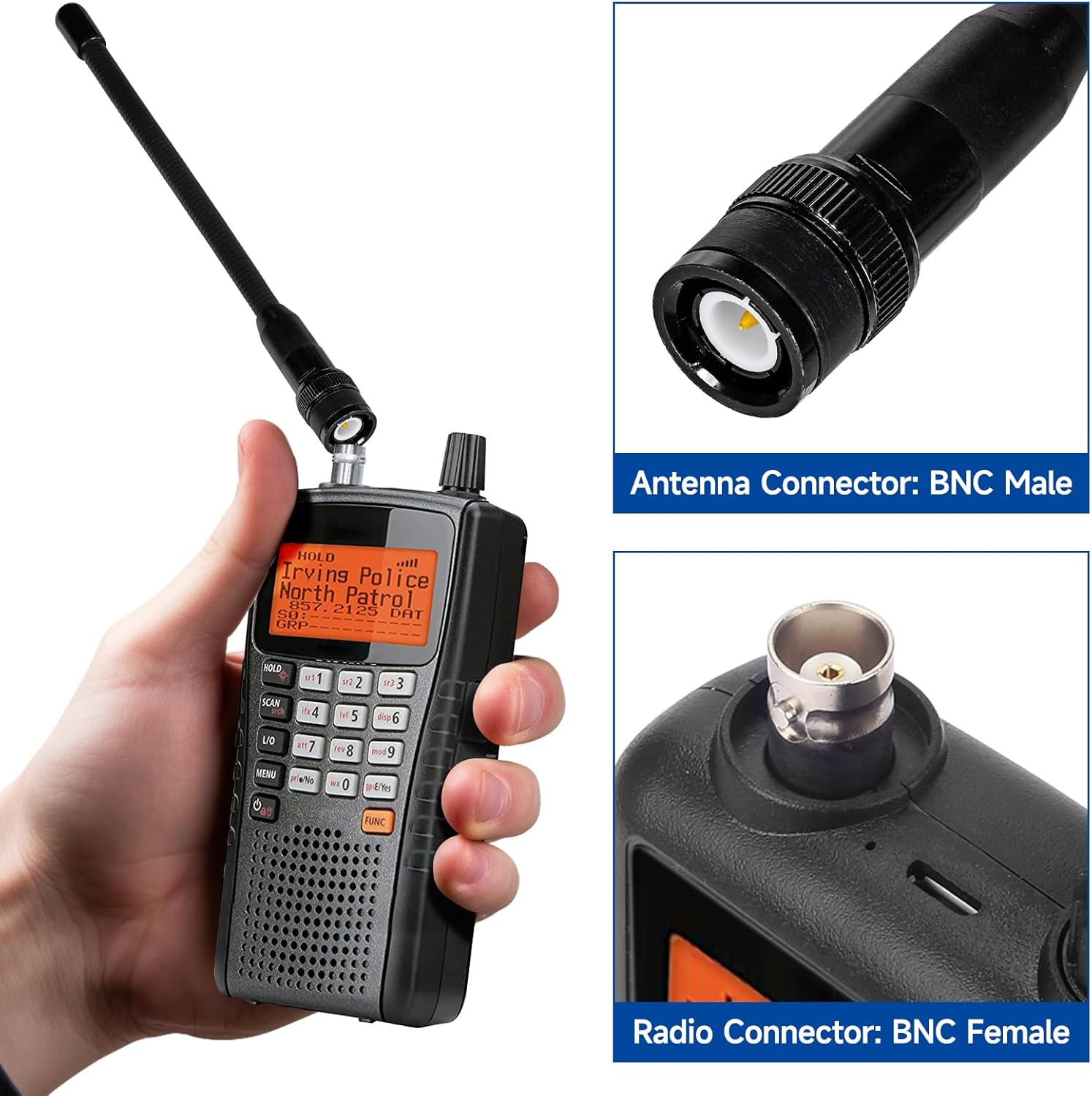 Eightwood BNC Handheld Scanner Antenna 2-Pack Dual Band 144/430MHz VHF UHF Flexible Ham Amateur Radio Antenna 6in for BC125AT BC75XLT Scanner ICOM IC-V8 IC-A14