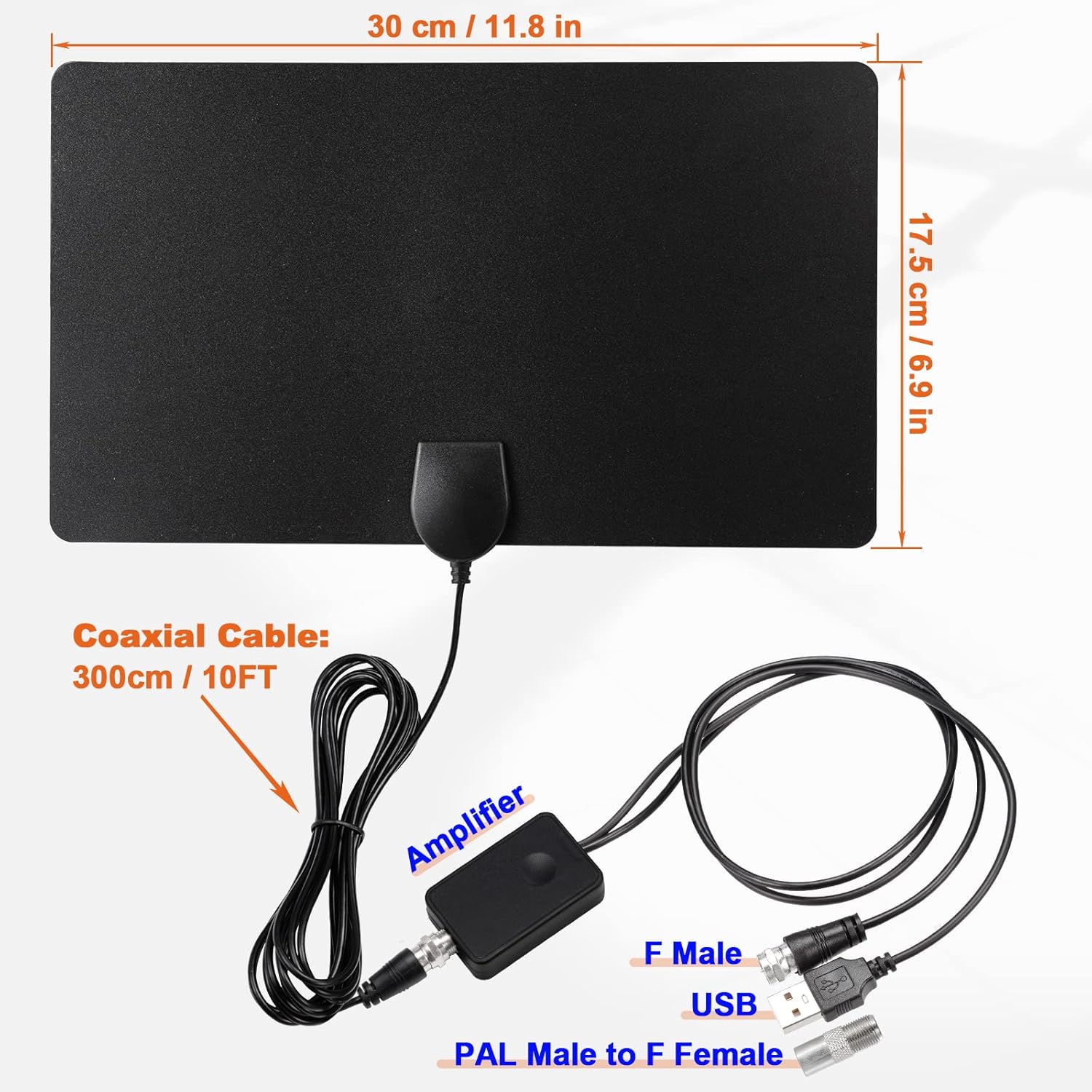 Eightwood Digital Amplified HD TV Antenna,Support 4K 1080p Fire TV Stick and All Older TV’s, Indoor HDTV Antennae for Local Channels, with Amplifier Signal Booster, 10ft Coax Cable, 150+ Miles Range