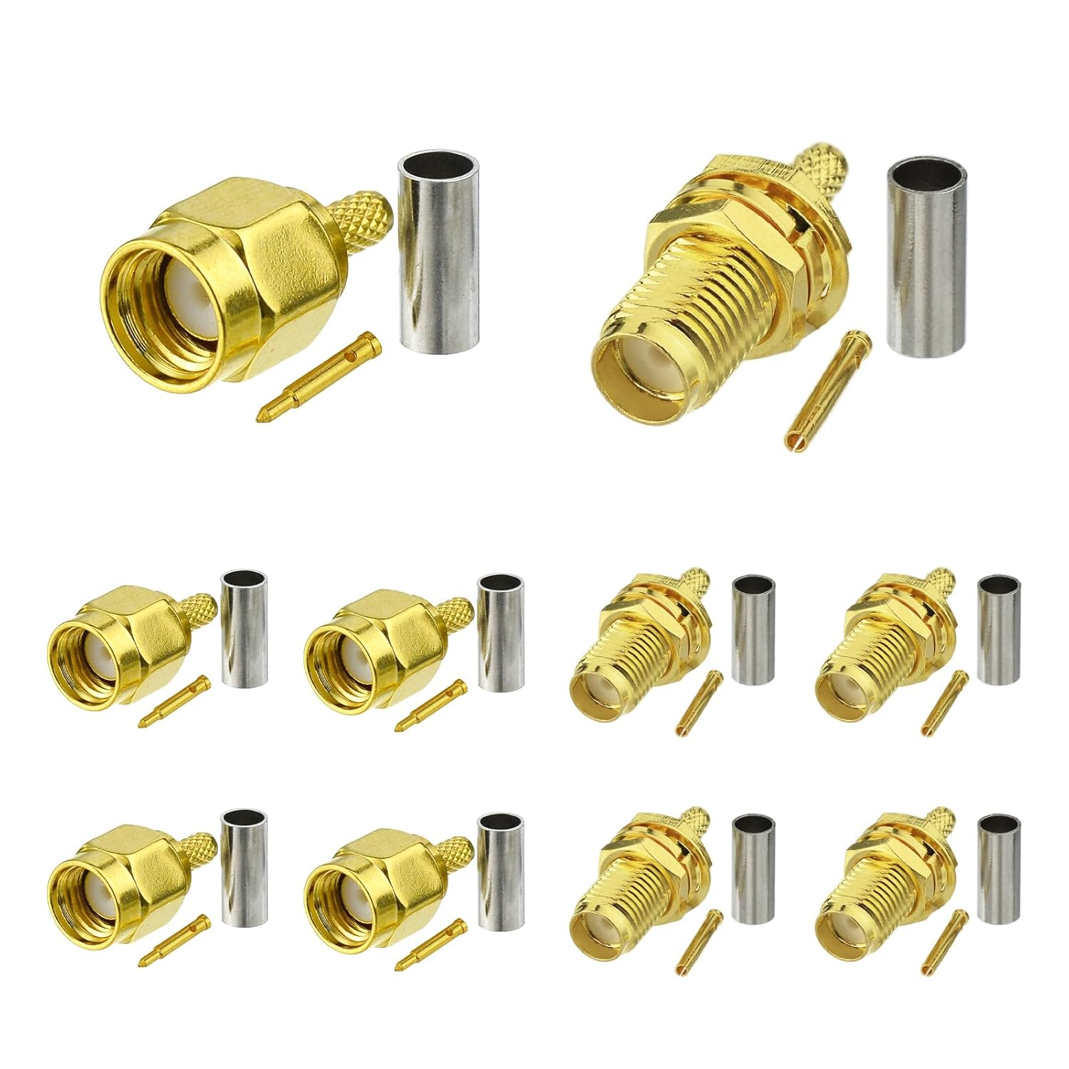 Eightwood SMA Crimp Set SMA Stecker SMA Buchse Crimp Stecker Set SMA Kabel Stecker Einbau 10Pcs für RG316 RG174 RG188 LMR100 Low Loss Koaxialkabel Pigtail