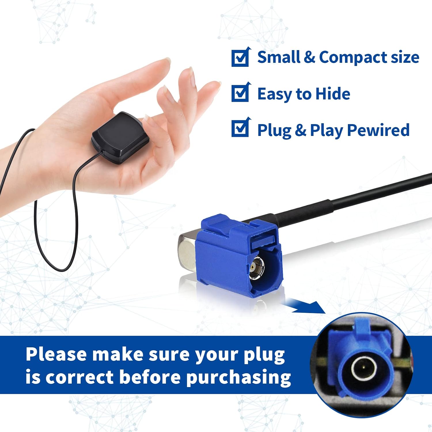 Eightwood GPS Antenne Fakra C Adapter Right Angle mit 3 Meter GPS Fakra Antenne Kompatibel mit VW Golf Passat GPS Navigation System GPS Receivers Auto DVR GPS Modul Tracking Antenne