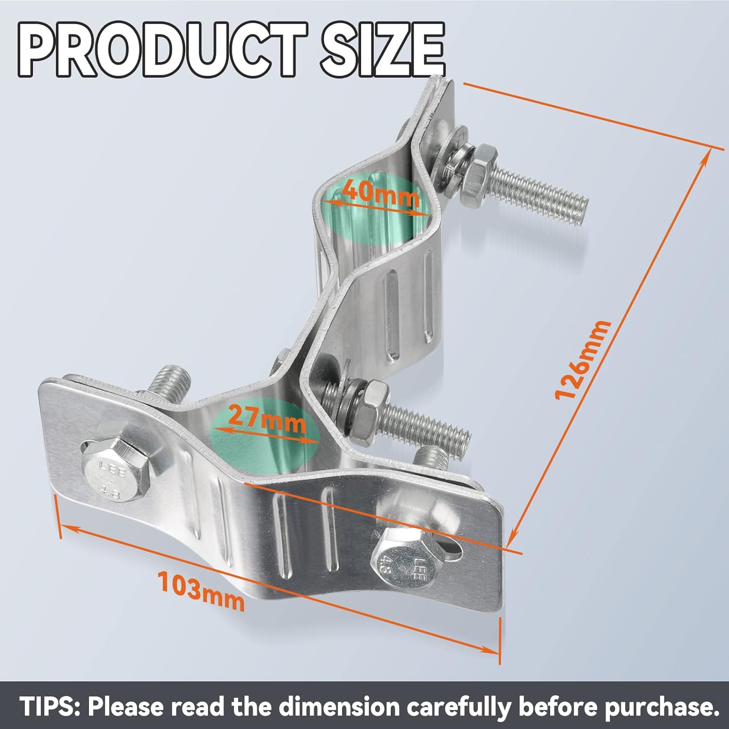 Eightwood T-Shape Double Hole Antenna Mast Clamp Pole Mounting Bracket Hardware Kit for Outdoor WiFi Antenna Holder Marine GPS Antenna