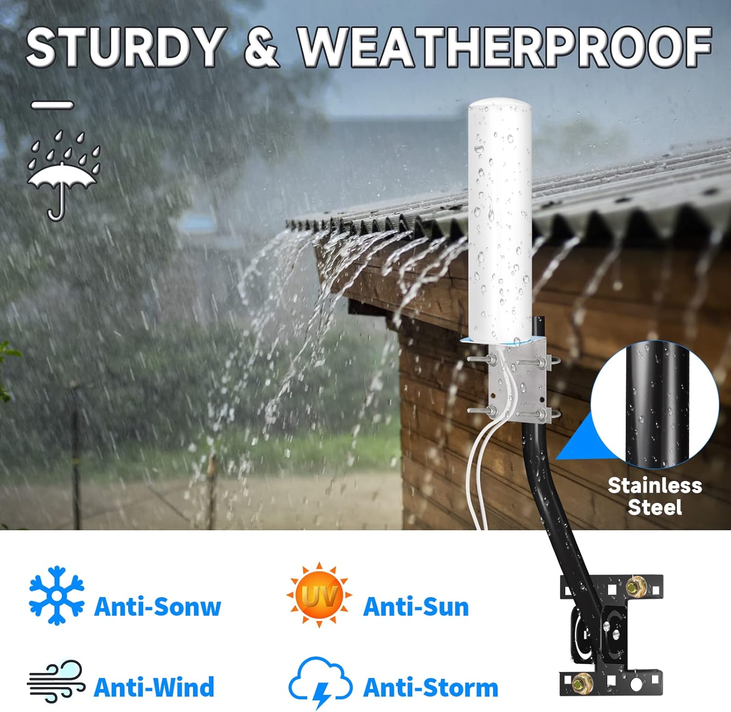 Eightwood Satellitenschüssel Halterung Wandhalterung Satellitenschüssel Sat Halterung Verstellbarer Winkel geeignet für die Installation verschiedener Außenantennen