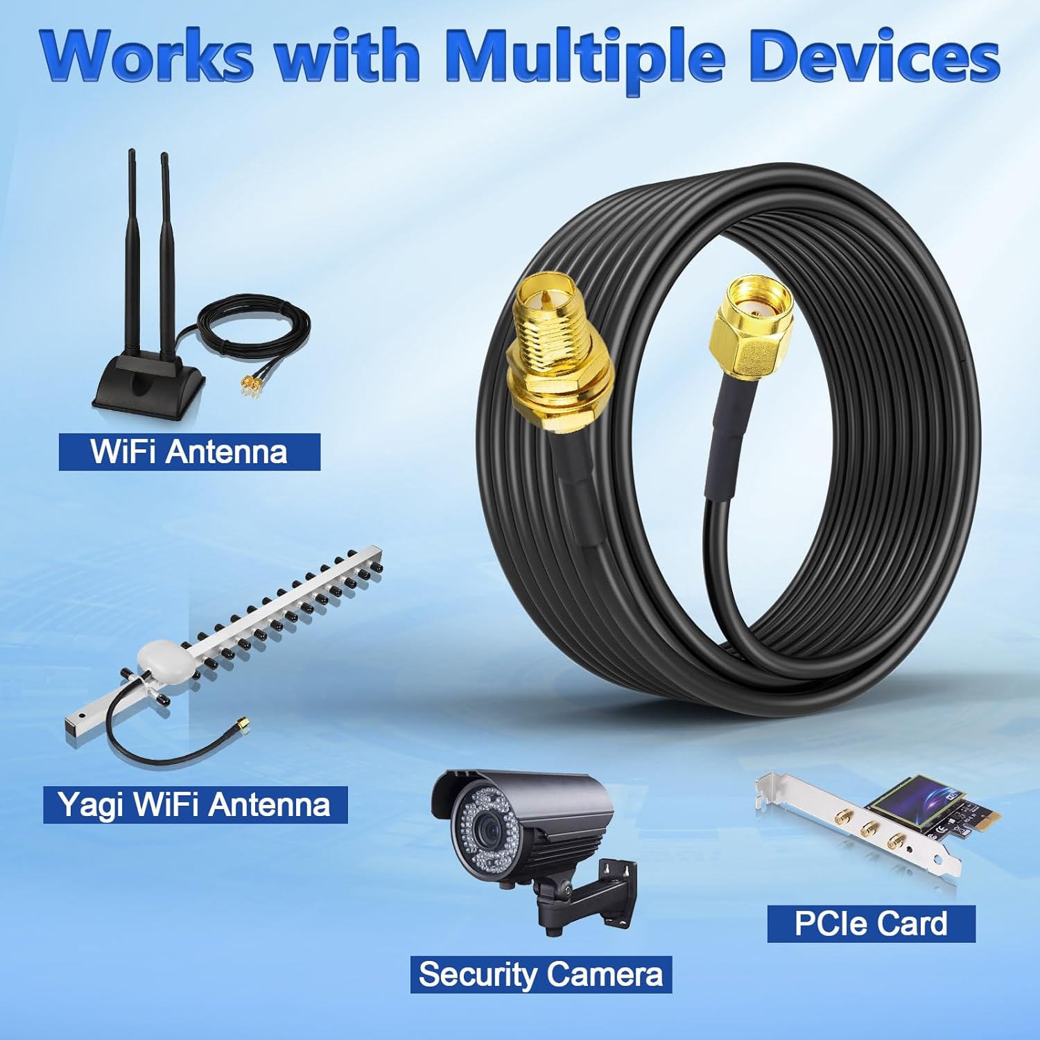 Eightwood RP-SMA Stecker auf RP-SMA Buchse Adapterkabel 300 cm ALSR100 Low Loss Koaxialkabel Pigtail Kabel für WLAN Router WiFi Antenne Netzwerkkarte SDR LTE FPV Radio