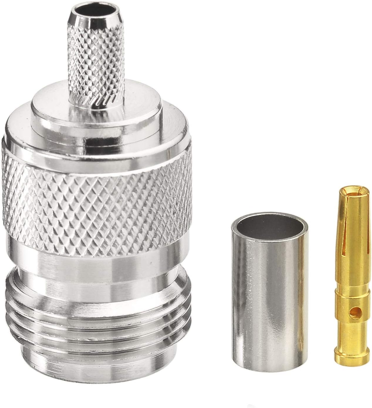 Eightwood N Female Crimp RF Connector 50 ohm for RG58 RG142 LMR195 Cable (5-Pack)