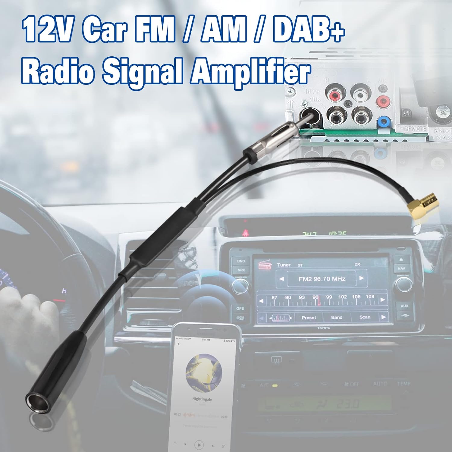 Eightwood DAB+ Antenne Splitter SMB Adapter DIN Stecker Auto Radio DAB Antenne für Auto Radio TechniSat Pioneer Sony Alpine MEHRWEG