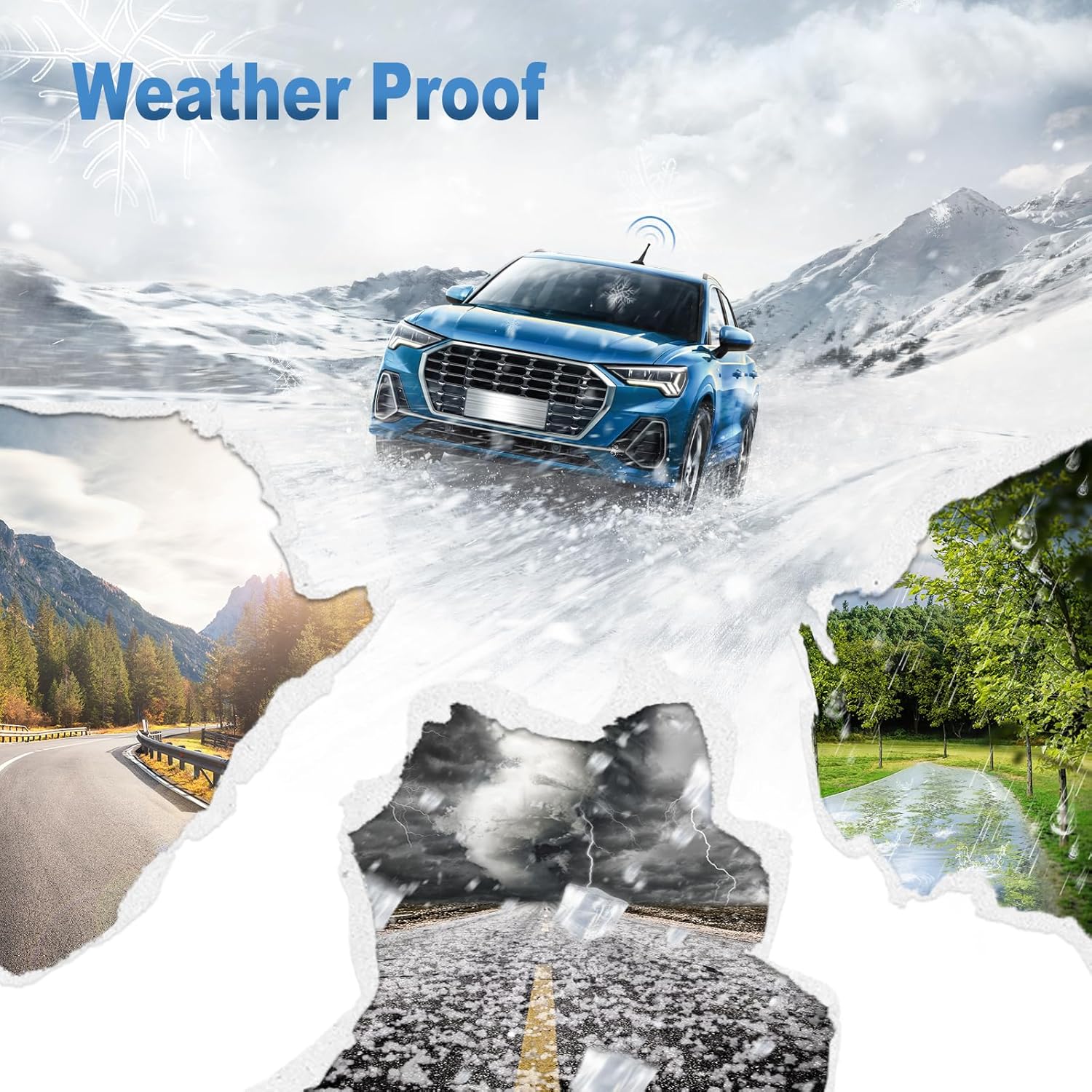 Eightwood Short Vehicle FM AM Radio Antenna 3.4 inch, Universal Roof Mount Rubber Car Antenna Mast Replacement with M4 M5 M6 Thread Adapters