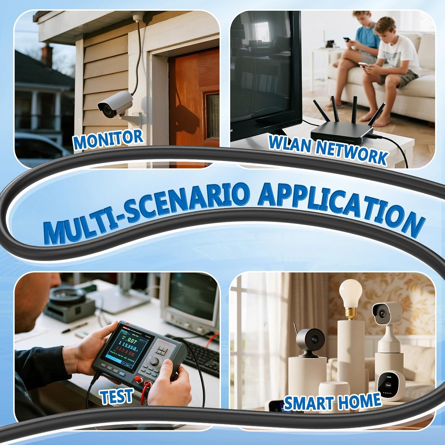 Eightwood RP-SMA Stecker auf RP-SMA Buchse Adapterkabel 1 m ALSR100 Low Loss Koaxialkabel Pigtail Kabel für WLAN Router WiFi Antenne Netzwerkkarte SDR LTE FPV Radio