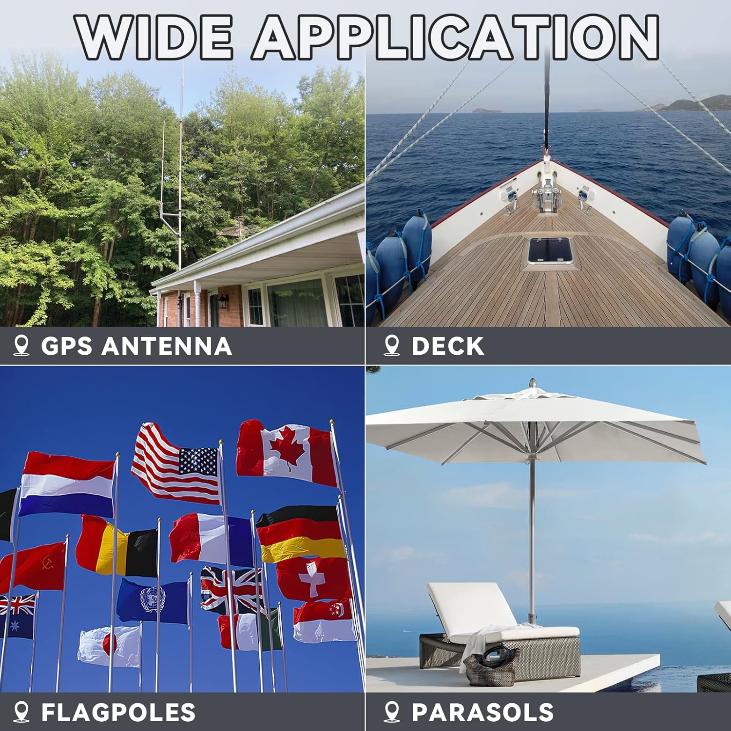 Eightwood Doppel Antenne Mast Klemme U Kiefer Block, für Mast zu Mast Montage (2 Set) U-Bolzen Montage Hardware für TV CB Schinken Antenne Angelruten Arasol Flaggen