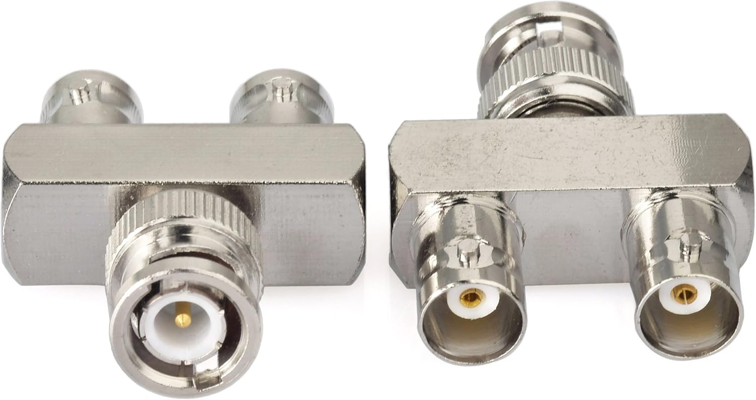 Eightwood BNC Splitter Adapter BNC Male to Dual BNC Female Tee Type 3 Way Audio RF Coax Connector