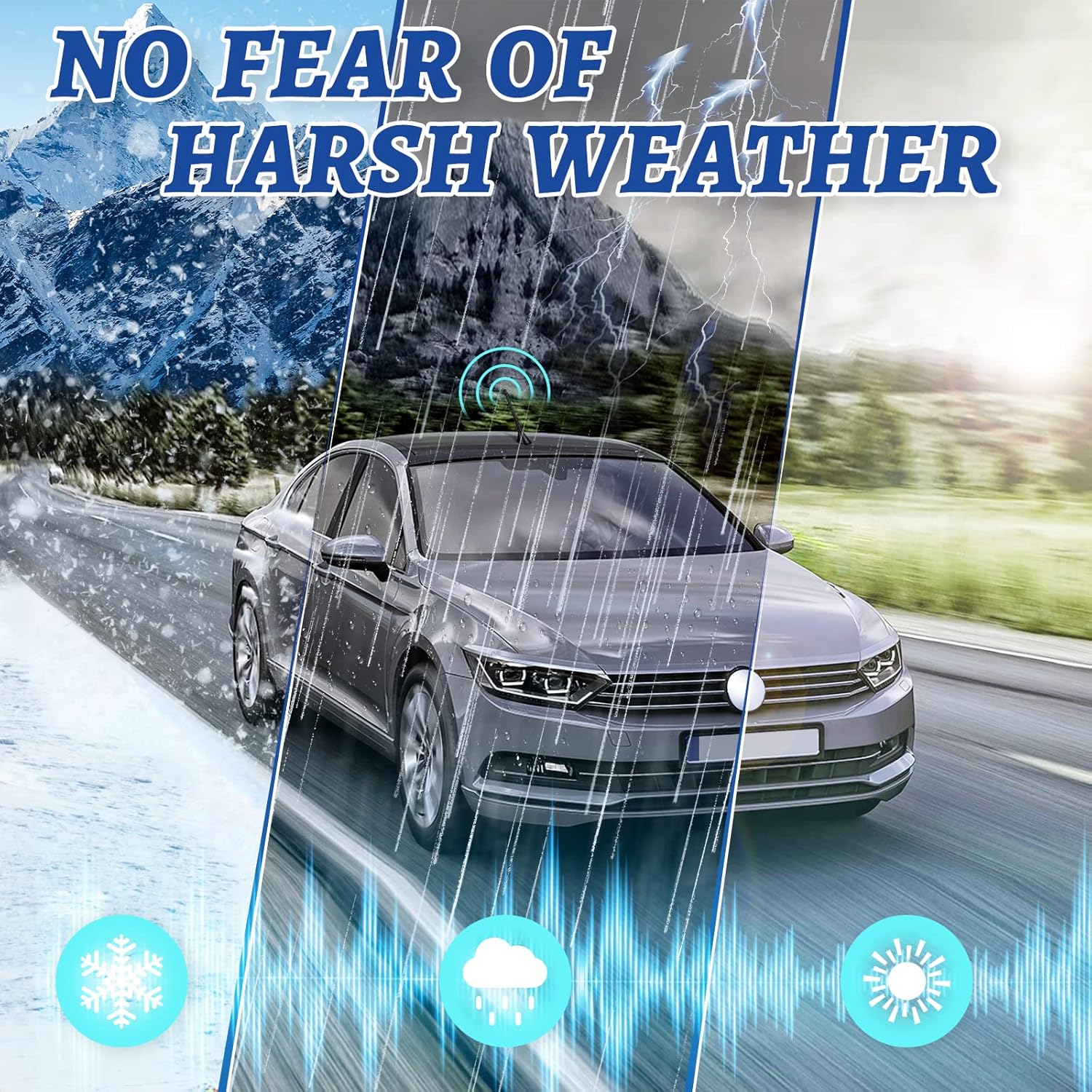 Eightwood AM/FM Autoantenne mit Verstärker Antenne Auto FM 17.5cm Dachantenne Autoantenne Autoradio Antenne Amplifier mit DIN Adapter 15CM Kabel