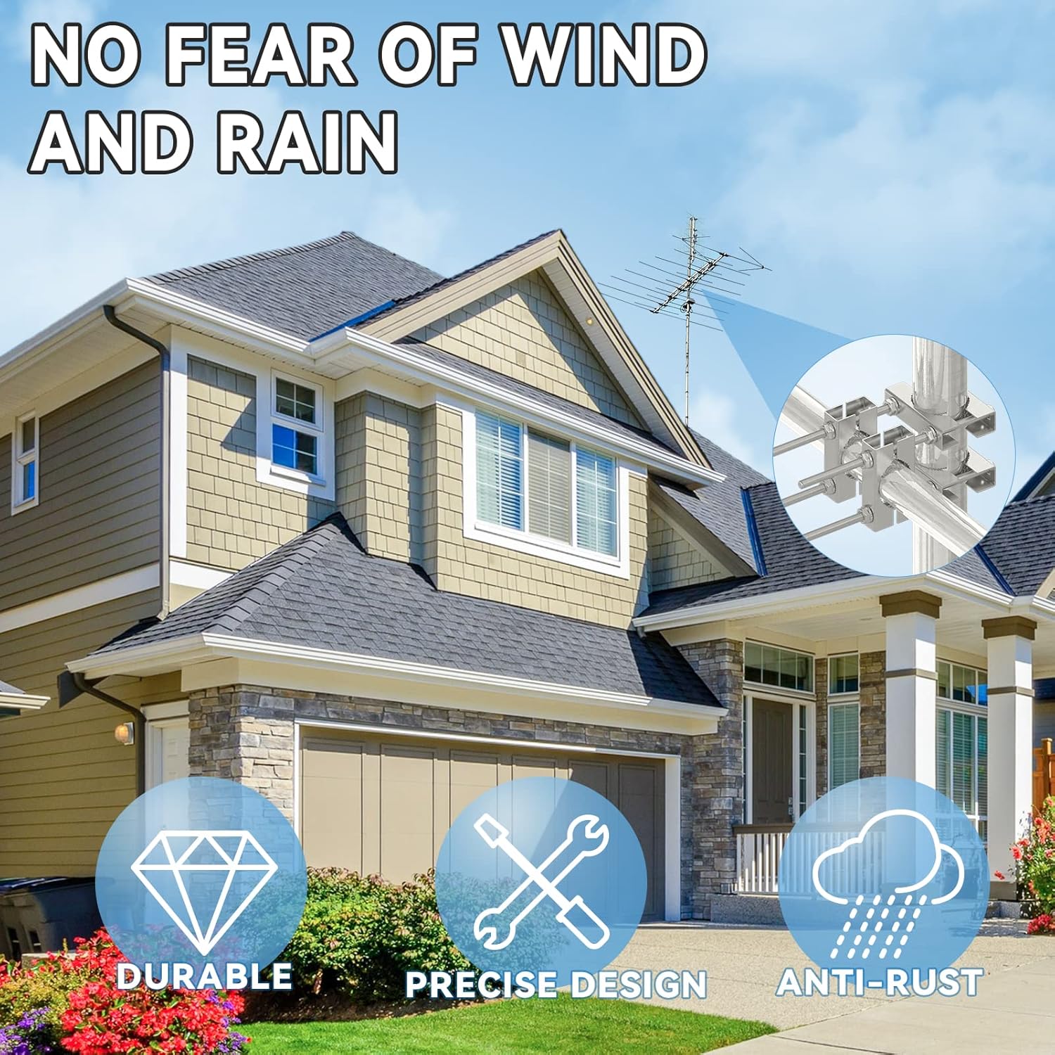 Eightwood Doppel Antenne Mast Klemme U Kiefer Block, für Mast zu Mast Montage (2 Set) U-Bolzen Montage Hardware für TV CB Schinken Antenne Angelruten Arasol Flaggen