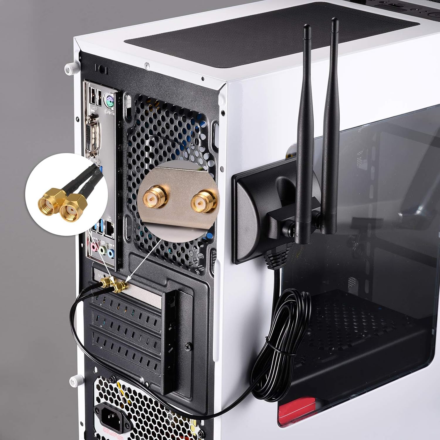 Eightwood WiFi Antenne 2.4G / 5.8G Dual Frequency Magnetic 6dBi RP-SMA Adapter 2m Verlängerungskabel für WLAN PCI WiFi Karten Wirelesse Router Bluetooth TP-Link Dlink MEHRWEG