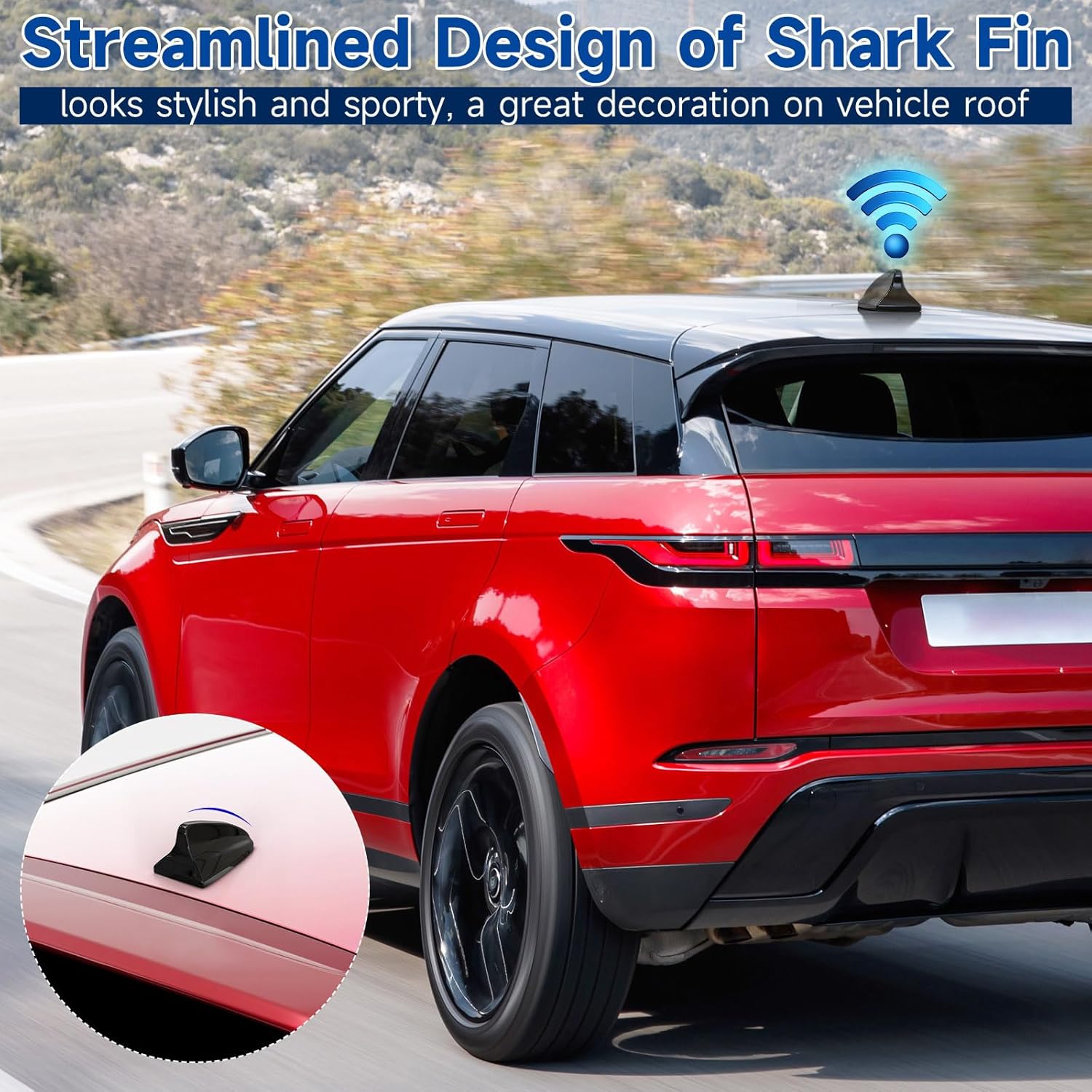 Eightwood Shark Antenne Kurz Haifisch Auto Dach mit Verstärker AM/FM Autoradio Fin Aktive + 3m Kabel für LKW SUV Stereo Receiver Media Head Units