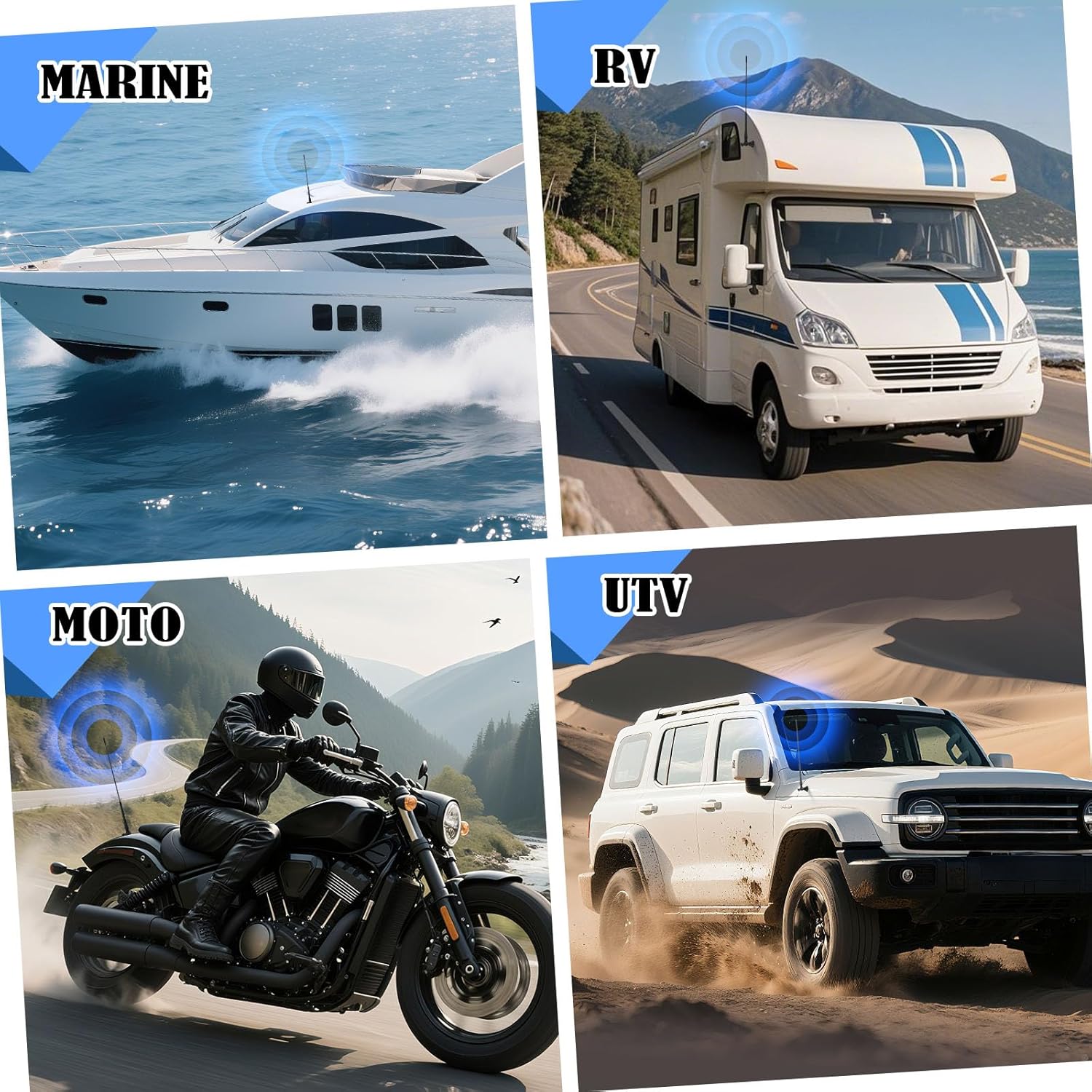 Eightwood Boat Car Radio Antenna 20 Inch, Rubber AM/FM Stereo Antenna Mast with Mount Base for Marine Boat Car Tractor RV UTV ATV Motorcycle Yacht Pontoon