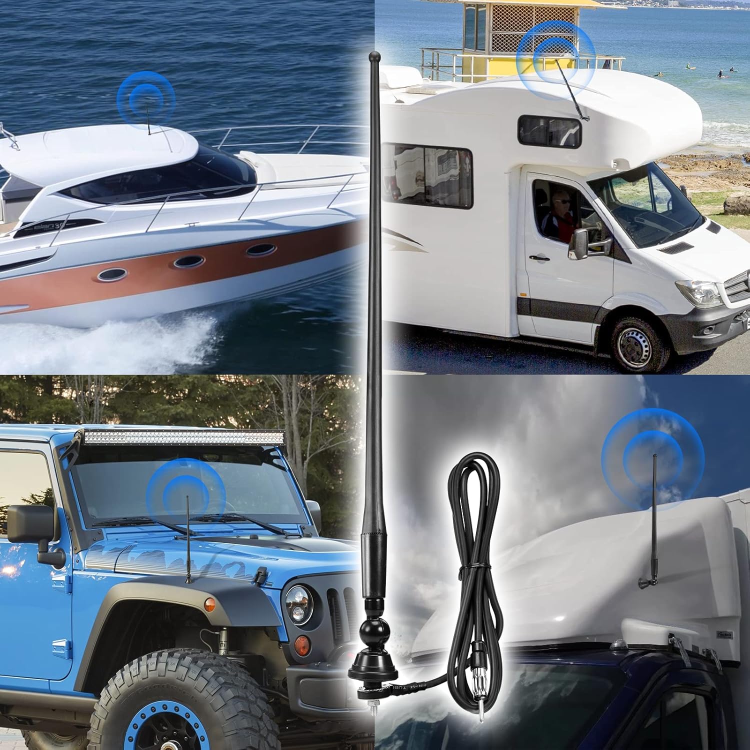 Eightwood Marine-Radioantenne, wasserdicht, AM-FMM-Antenne, kann verwendet werden für Boot, Auto, LKW, Wohnwagen, Wohnmobil, Yacht