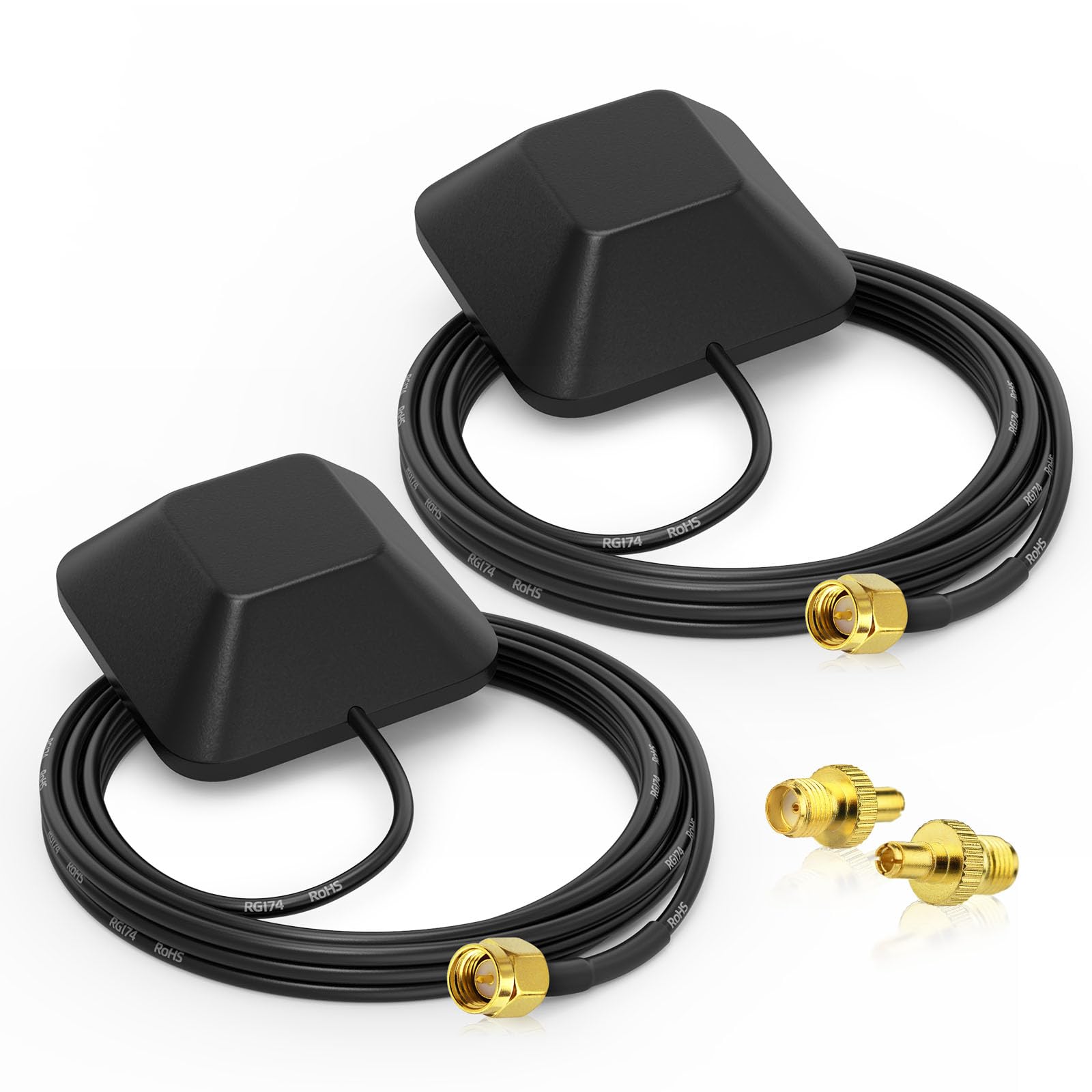 Eightwood 4G LTE Antenne Outdoor 8dBi SMA Omni-Direktional Wasserdicht Mimo Antenne mit 3m RG174 Kabel TS9 Adapter 2PCS für 4G LTE Router, Gigacube, Mobilfunk Signalverstärker, Wildkamera & LTE Modem