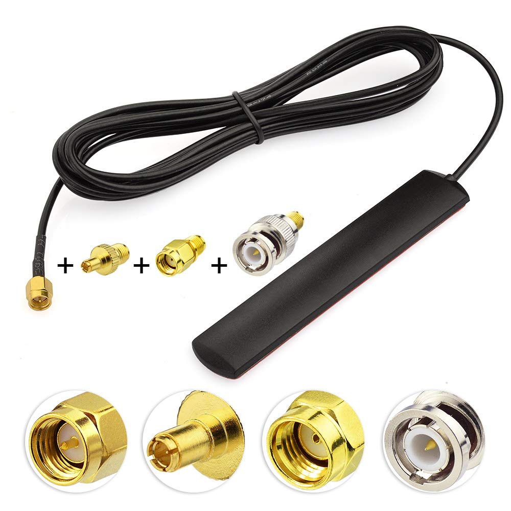 Eightwood 4G LTE Antenne GSM Antenne 3dBi SMA Stecker Glashalterung + 3 Adapter SMA auf BNC / TS9 / RP-SMA Adapter für GSM 2G 3G 4G LTE Router Wirelees Hotspot