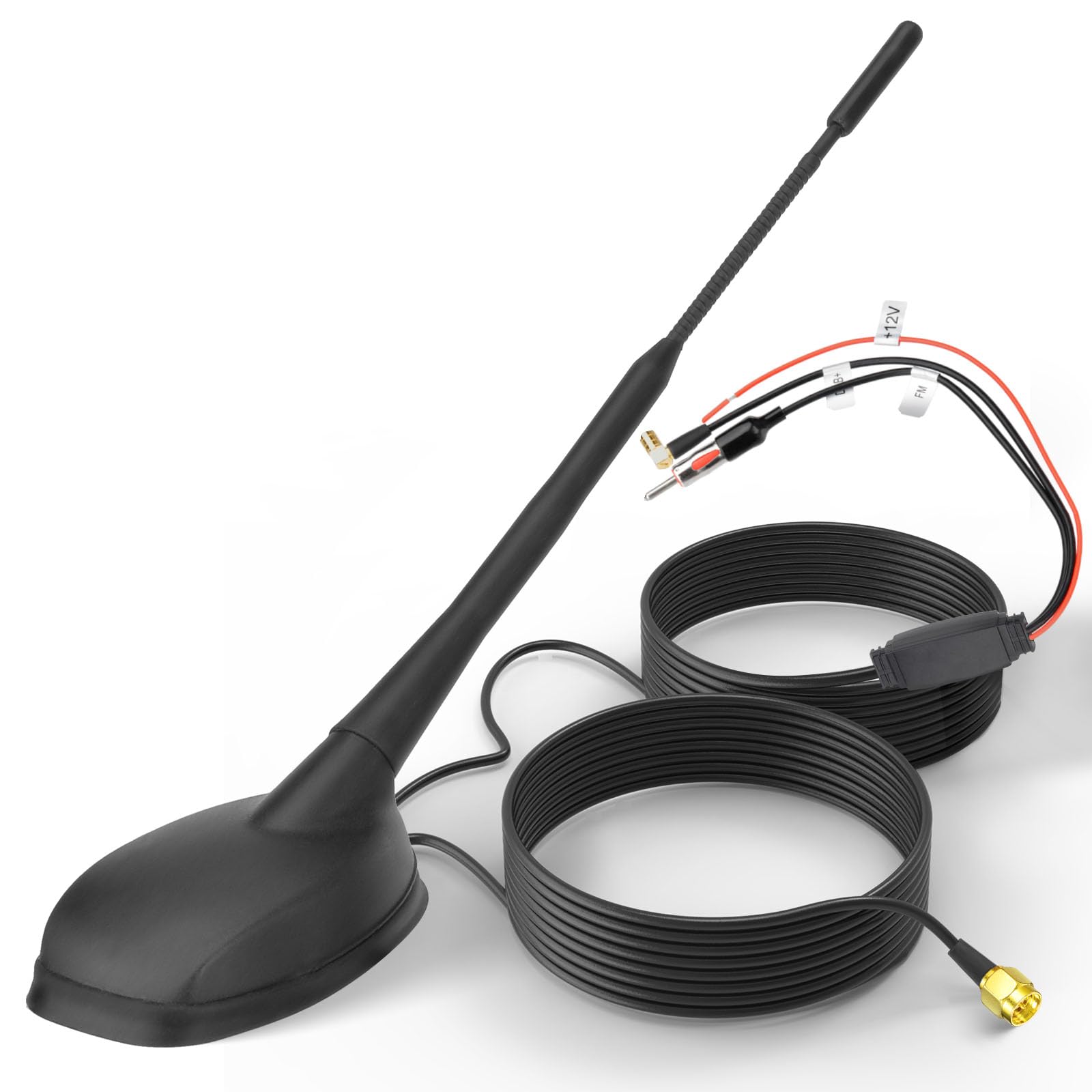 Eightwood DAB DAB+ Antenne Auto Digital Radio Aktive GPS DAB FM Antenne Auto mit Verstärker Dachantenne Autoantenne Auto Signal Amplifier Verlängerung Kabel 5M für Pioneer Sony Digital Radios Tuner