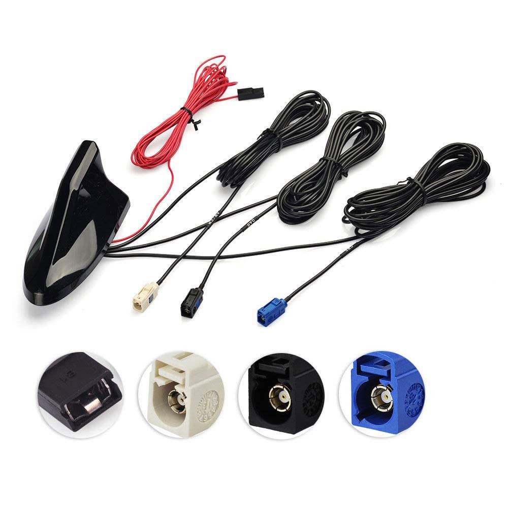 Eightwood DAB/DAB+ Antenne Autoradio Antennensplitter DAB Fakra Adapter AM/FM GPS Dachantenne Signal Amplifier Von KFZ Haifischflosse Antenne mit Extension Kabel RG174 5m MEHRWEG