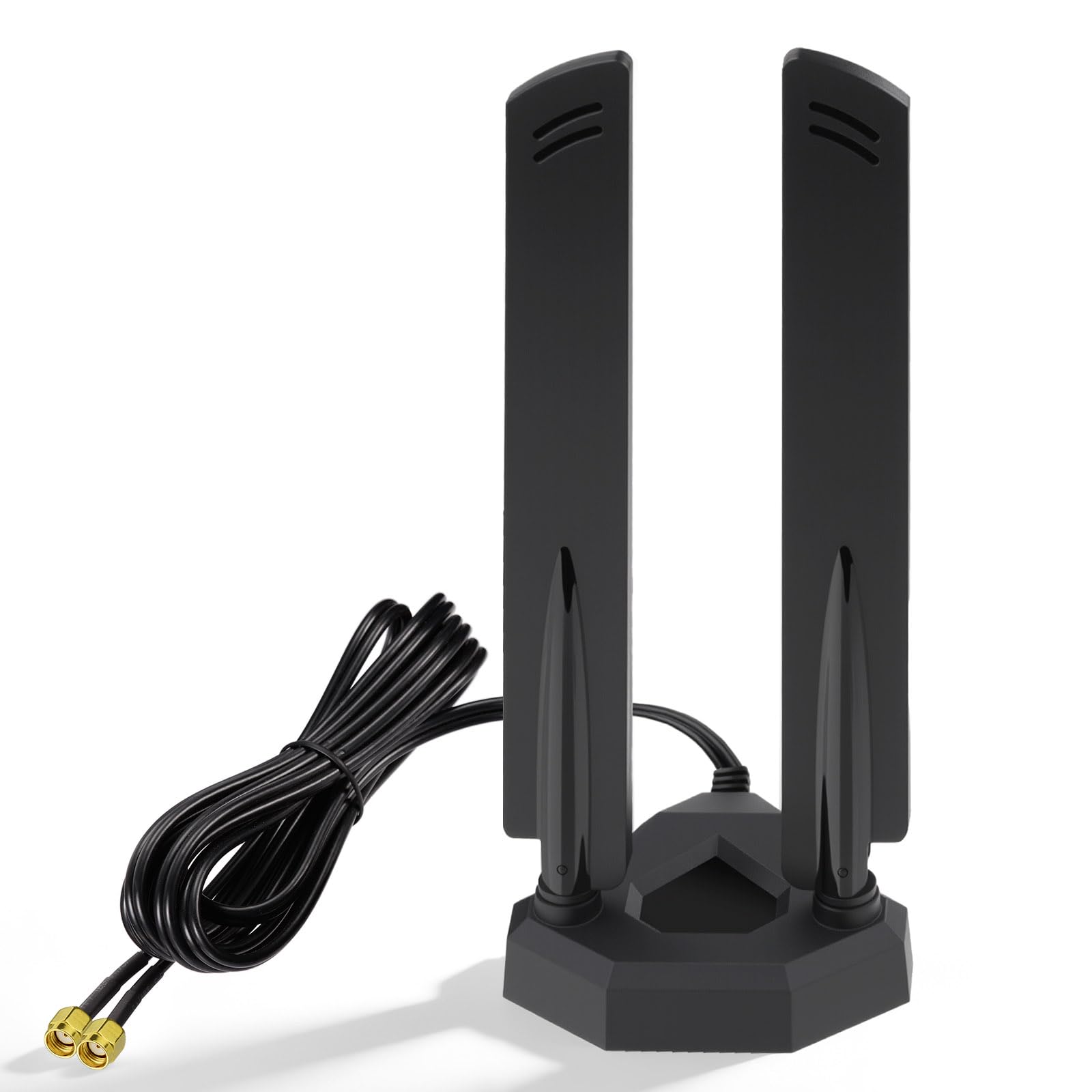 Eightwood WiFi 6E Antenne 2.4GHz 5GHz 6GHz WLAN Antenne RP-SMA Tri-Band Antenna Magnetfuß mit 2M Verlängerungskabel für WLAN Karten PCI Karte PC Bluetooth Mainboard WiFi Route