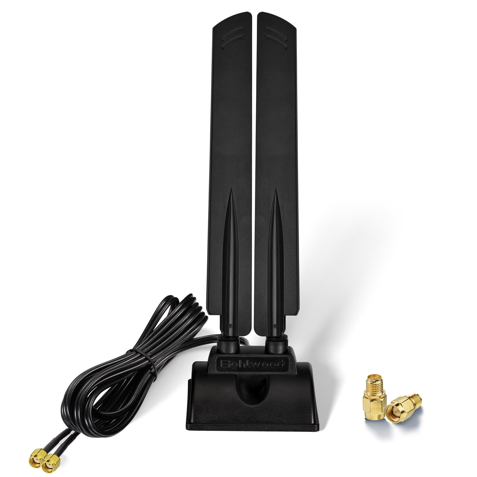 Eightwood WiFi 6E Antenne 2.4GHz 5GHz 6GHz WLAN Antenne Signalverstärkung Tri-Band RP-SMA + SMA Adapter mit 2M Verlängerungskabel für WLAN Karten PCI Karte PC Router Bluetooth Mainboard