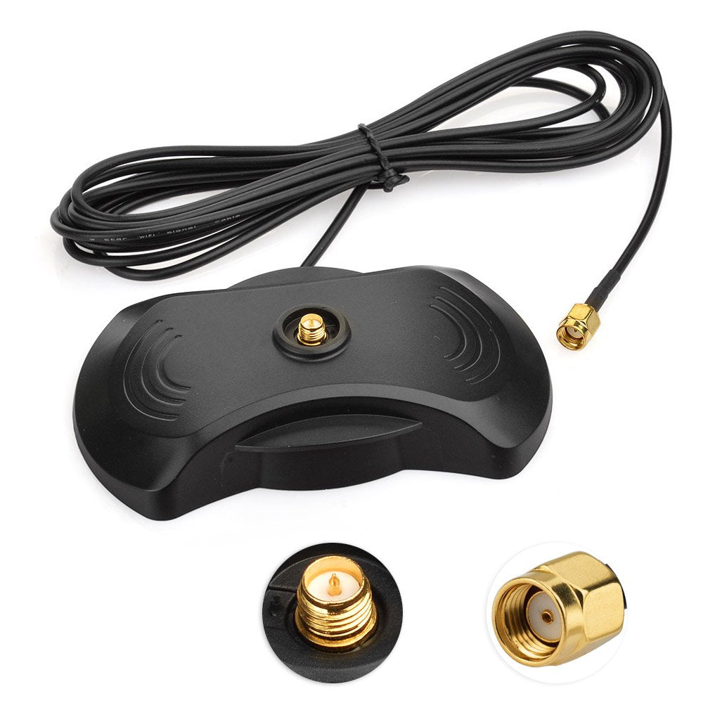 Eightwood RP SMA Antenne Magnetfuß WiFi Antenne Magnetfuß RP SMA Stecker auf RP SMA Buchse Verlängerung Kabel RP SMA Kabel RG174 2.5m für Wirelesse WiFi Router AV Sender Dlink Netgear Belkin MEHRWEG