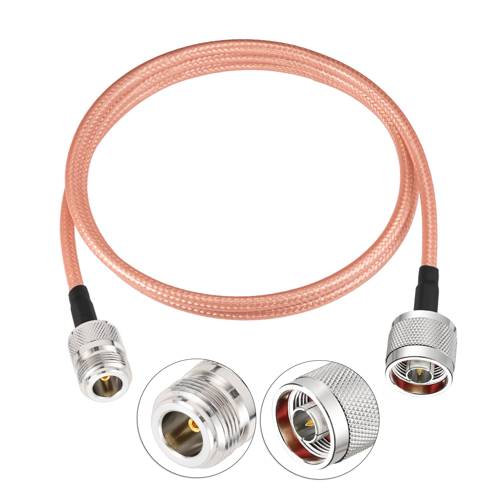 Eightwood N Stecker auf N Buchse Koaxialkabel RG400 Low Loss Koaxialkabel 50cm für 4G LTE Antenne WiFi Antenne Router Yagi Antenna Lora Amateurfunk