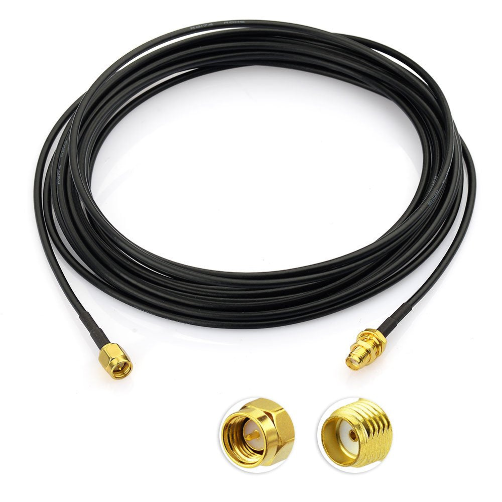 Eightwood SMA Kabel SMA Adapter SMA Buchse BulkHead auf geraden Stecker Adapter Verlängerungskabel RG174 16.5ft 5m für 4G Antenne SMA WiFi Antenne Huawei 2G 3G 4G LTE