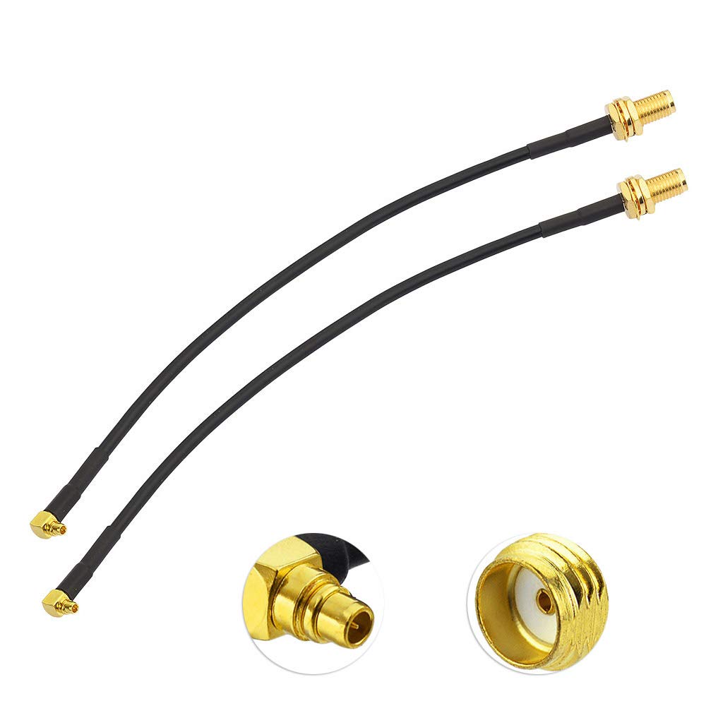 Eightwood SMA WiFi Antenne Kabel zu MMCX, Buchse Schott Gerade zu Stecker Rechtwinklig RG174 15cm 6inch für WLAN Router Drahtloses Internet TV und Audio MEHRWEG