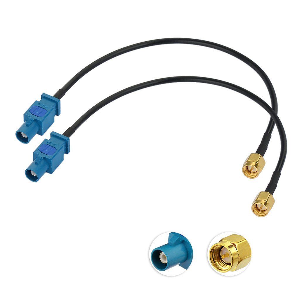 Eightwood DAB Antenne Fakra Adapter Auto Radio Fakra Z auf SMA Stecker Kabel DAB GPS Pigtail Fakra Kabel RG174 8inch 20cm 2 Stücke für Seat Skoda VW Golf MEHRWEG