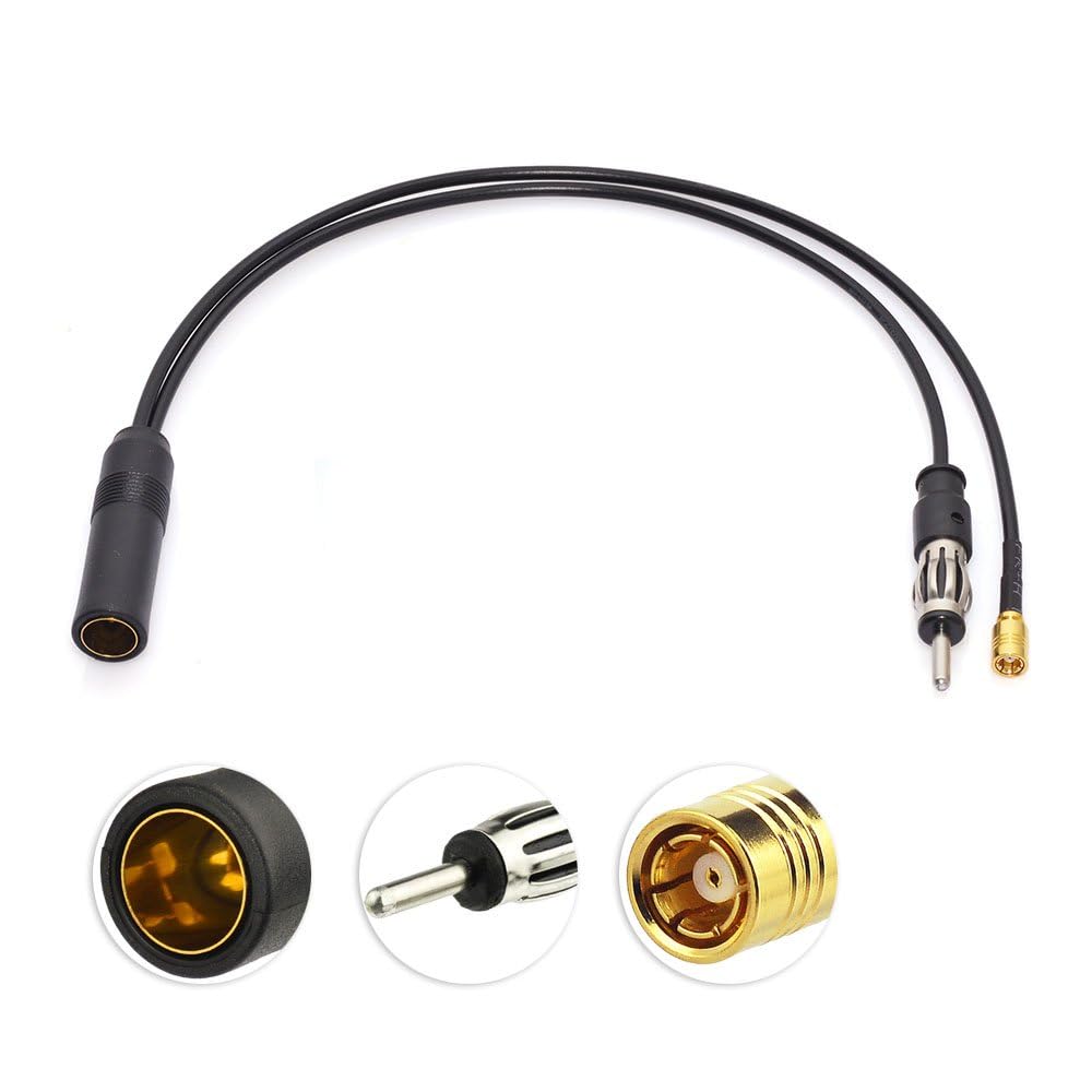 Eightwood Antenneadapter SMB Kabel auf Din Buchse auf Din Stecker(2din) Splitter Kabel RG174 30cm für AM/FM DAB Autoradio MEHRWEG