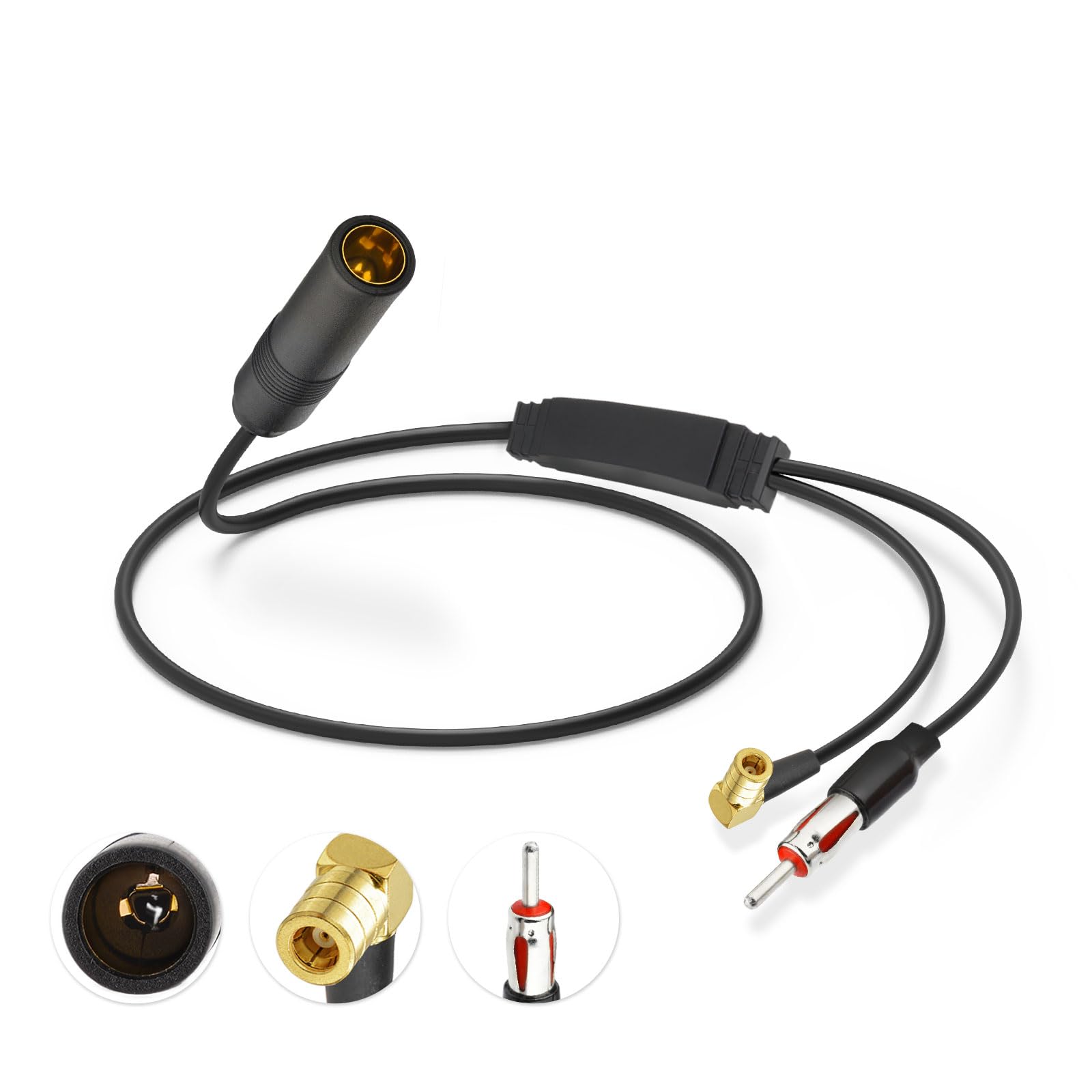 Eightwood DAB Antenne Splitter SMB Adapter DIN Stecker Auto Radio DAB+ Antenne für Auto Radio Pioneer Blaupunkt TechniSat Sony Alpine Clarion usw.
