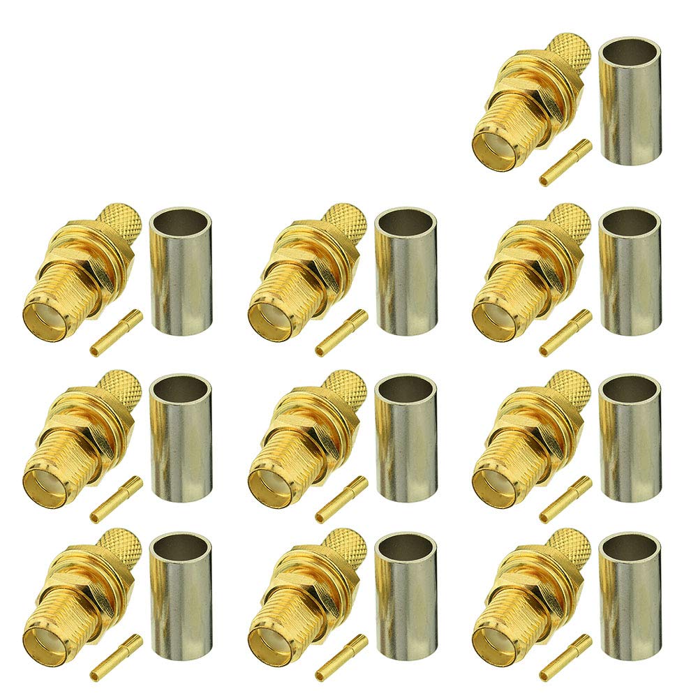 Eightwood SMA Jack Buchse Schott Gerade Panel Crimp für RG58 LMR195 Kabel Drahtlose Wlan 4G Wifi Antennenverlängerungskabel Wifi Kamera 10 stücke MEHRWEG