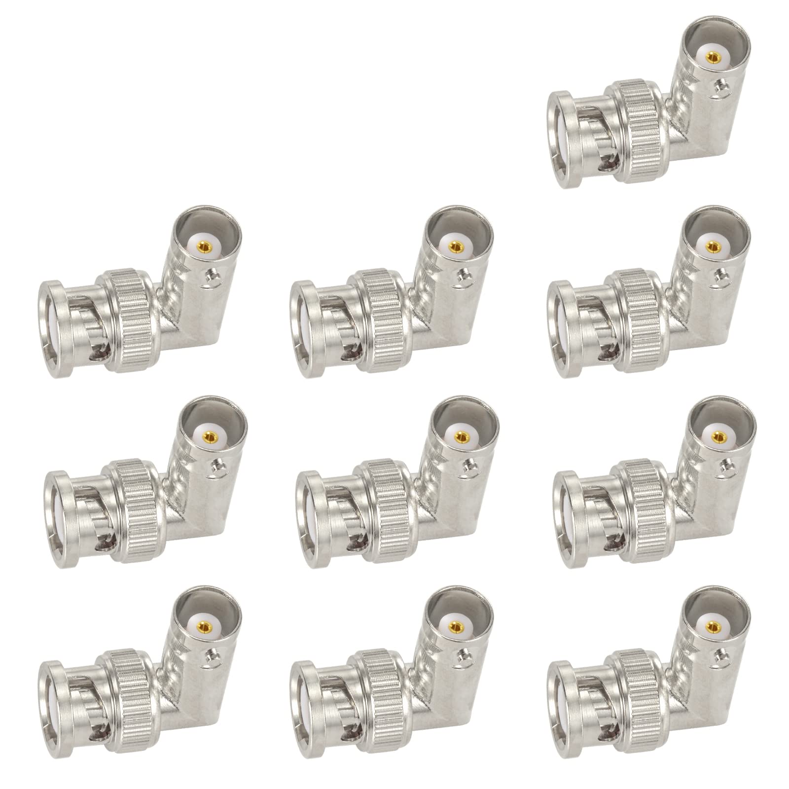 Eightwood 10pcs BNC Male to Female Elbow Right Angle Adapter for CCTV Camera, Ham Radio Antenna, Scanner