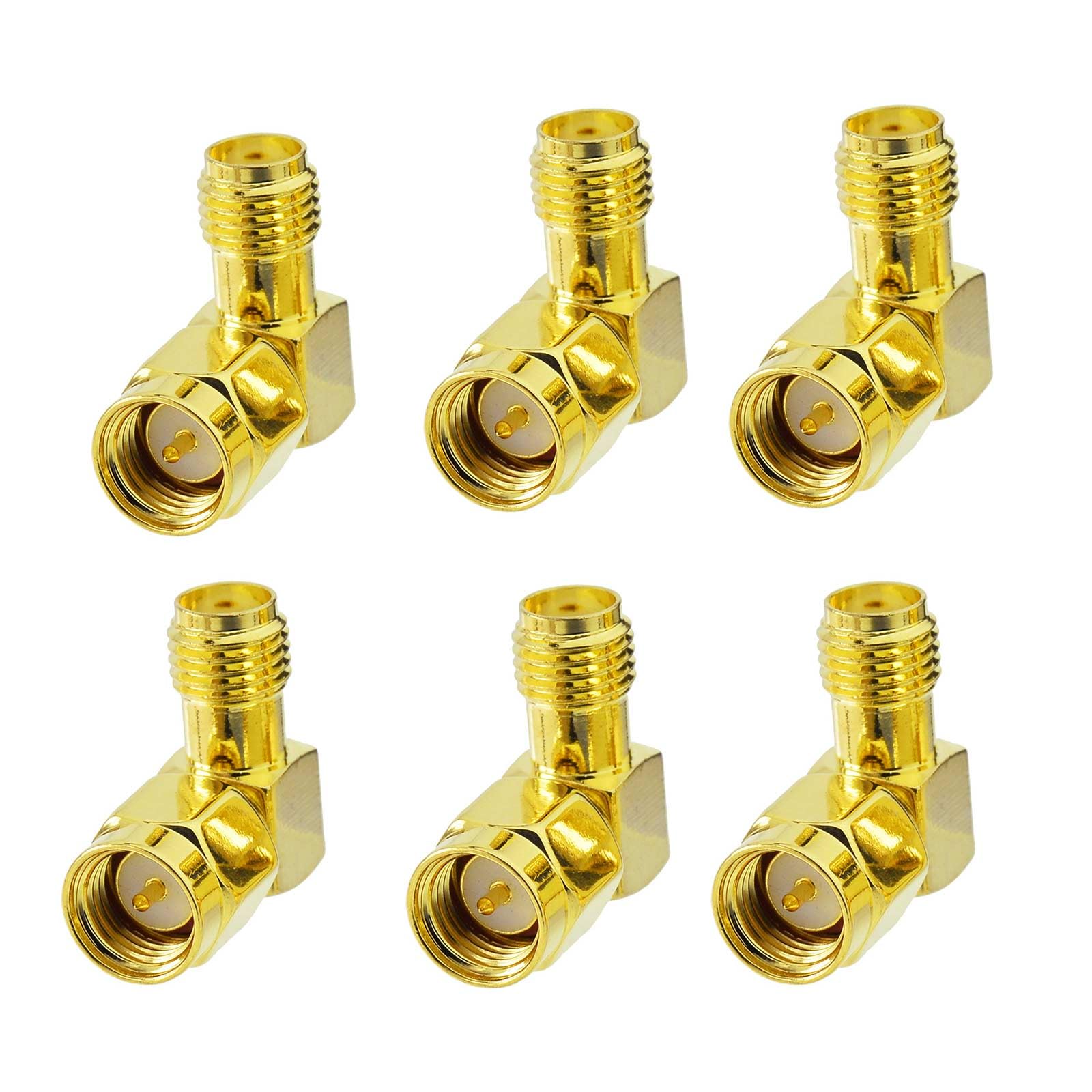 Eightwood SMA Male to Female Right Angle FPV Antenna Adapter 6-Pack | 90 Degree SMA Elbow Connector for FPV Goggle, Backup Camera, Two-Way Radio Antenna, Amateur Radio Transceiver, 4G LTE Antenna