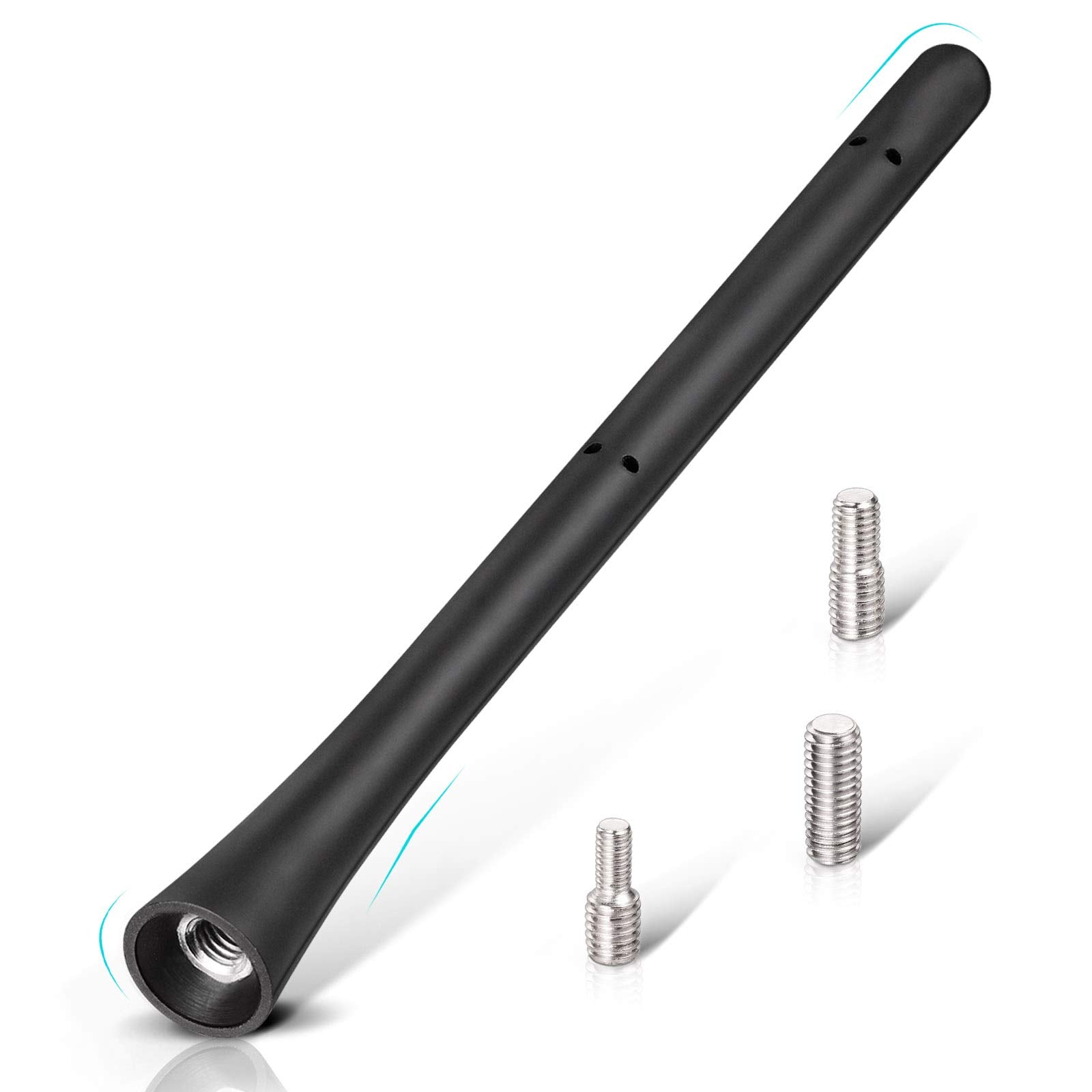Eightwood Car Radio Rubber Antenna Mast 7 inch FM AM Universal Roof Mount Vehicle Antennae Replacement with M4 M5 M6 Screw Adapter