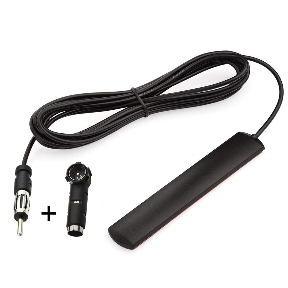 Eightwood Car Stereo FM Radio Antenna, Hidden Windshield Antenna, DIN Plug Adhesive Patch Antennae + DIN Female to ISO Adapter for Vehicle Car Truck Stereo Receiver Head Unit FM HD Radio