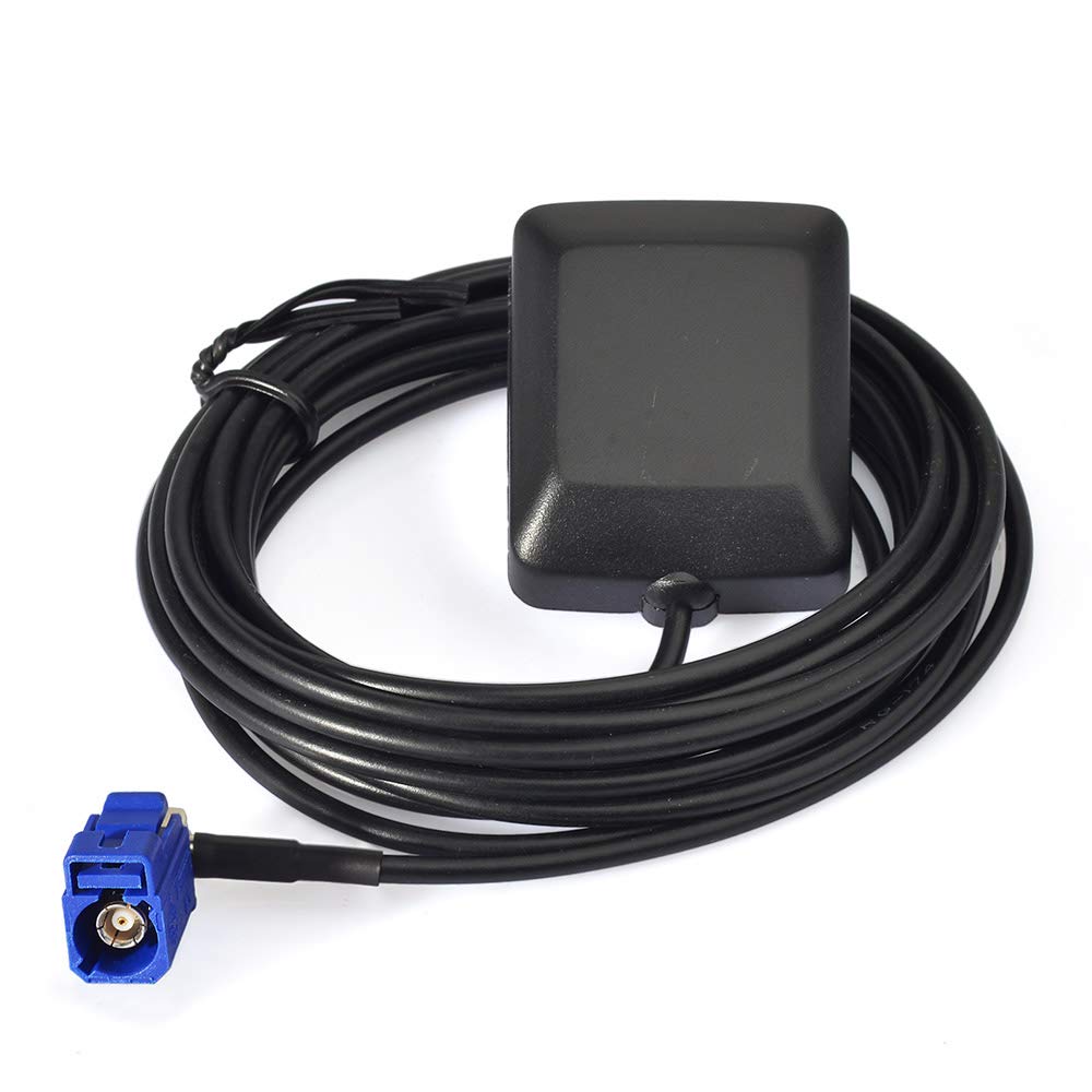 Eightwood Waterproof Active Navigation GPS Antenna Fakra Blue C Female Right Angle Magnetic Base for Car Stereo Head Unit