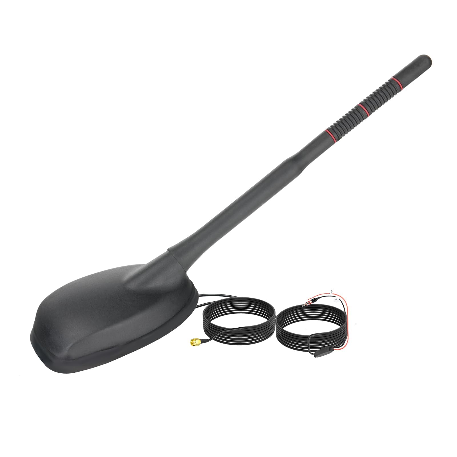 Eightwood FM/AM + GPS Combo Antenna, Amplified Roof Mount Antenna | For Car Truck SUV Boat Stereo Receiver/GPS Navigation System, 12V Power Wire, DIN Plug for AM FM Radio, SMA Connector for GPS