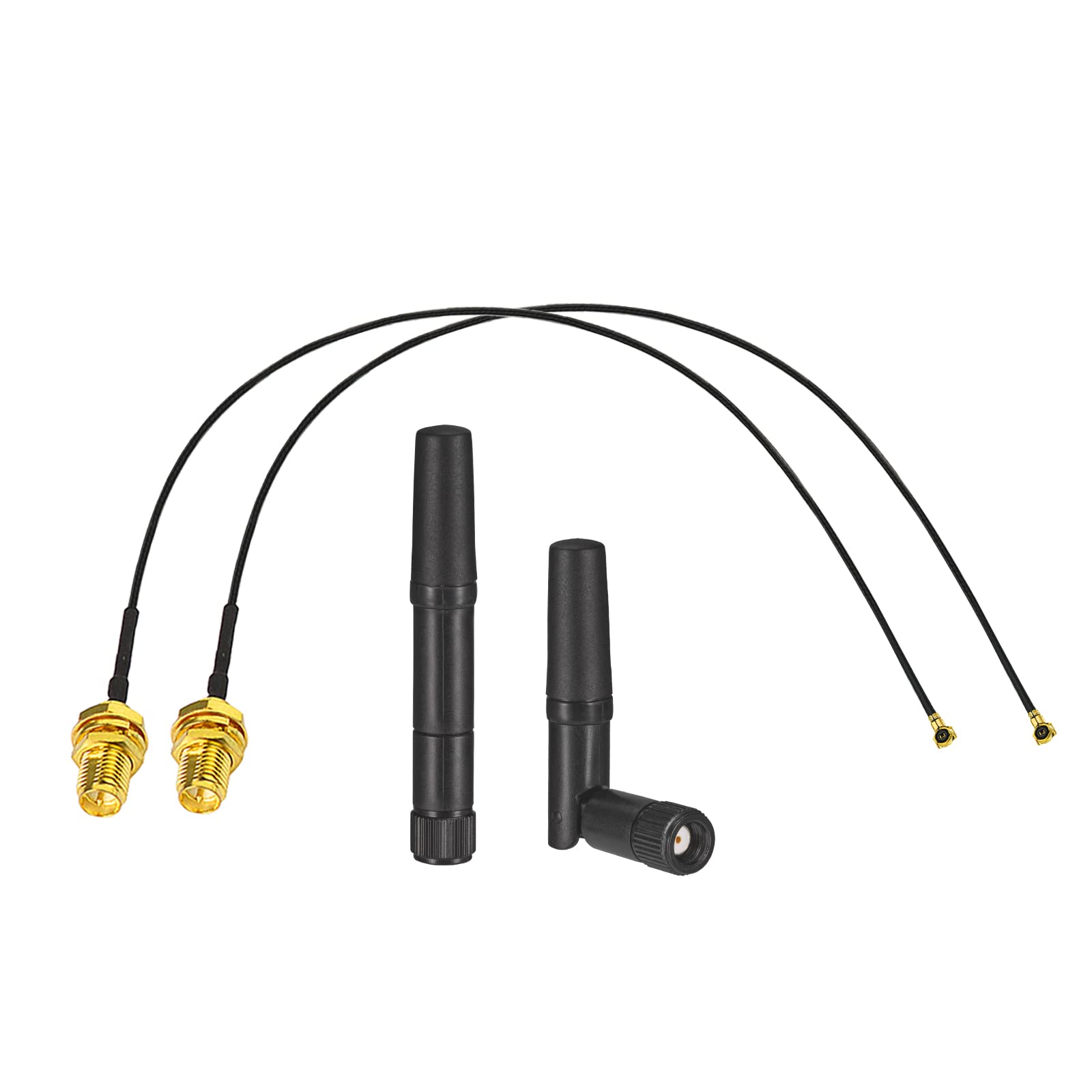 Eightwood Dual Band Small WiFi Antenna 2.4GHz 5GHz RP-SMA Male Antenna with RP-SMA Female Cable 9.8in for M.2 NGFF Network Card PC Desktop Computer