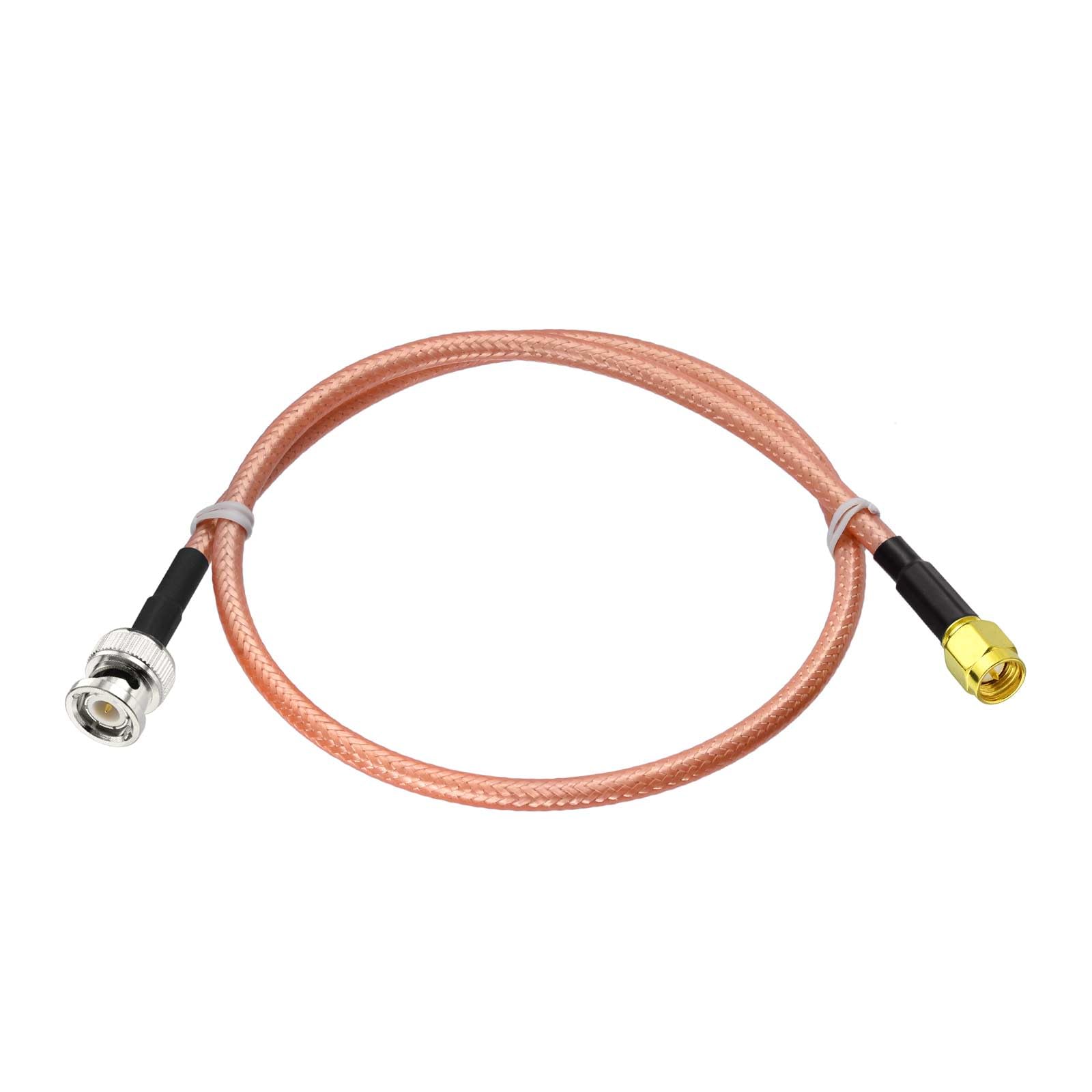 Eightwood BNC Male to SMA Male Low Loss RG400 Cable 1.6ft | for Antennas, 4G LTE, WiFi, GPS, SDR, Spectrum Analyzer & Oscilloscope