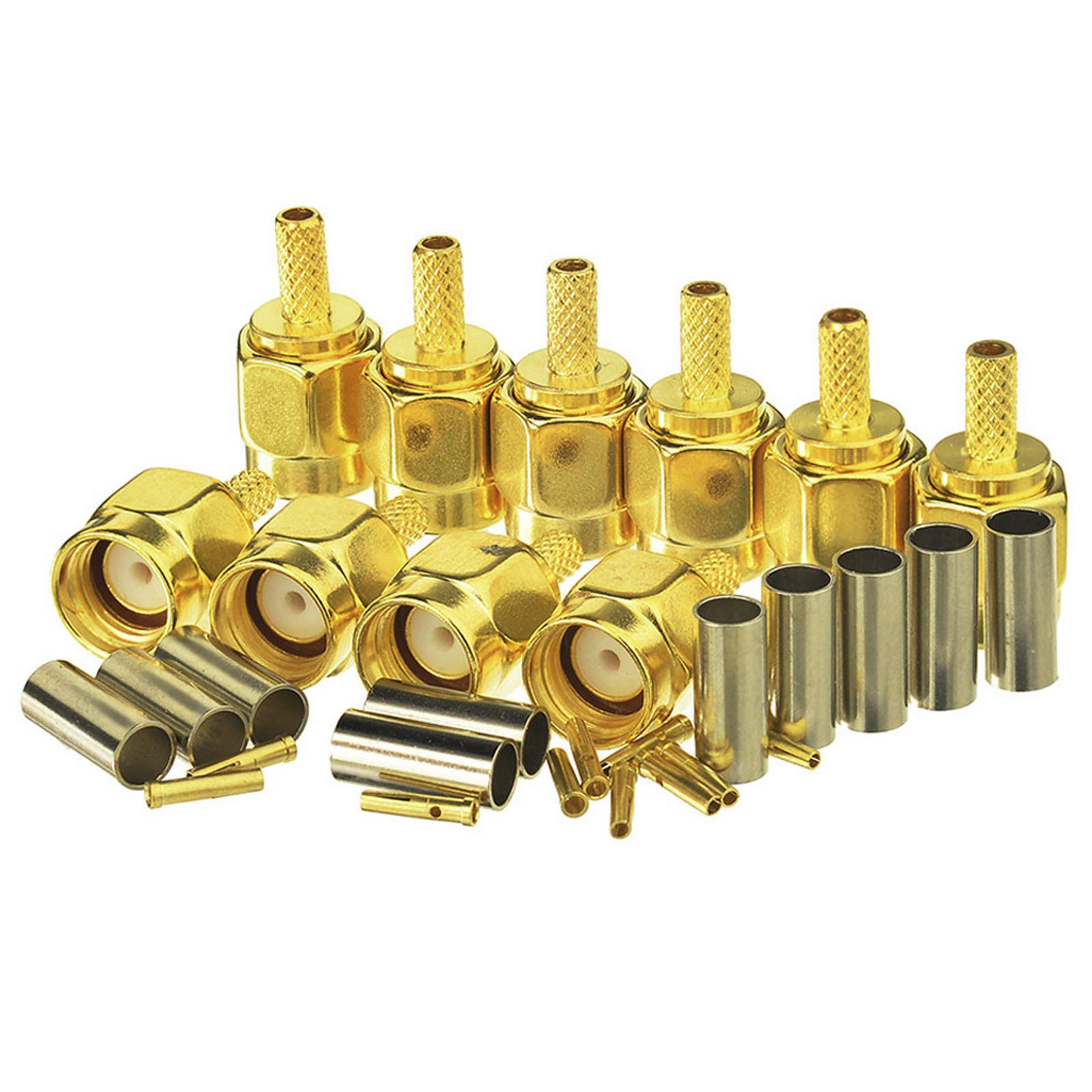 Eightwood 10pcs RP-SMA Male RF Crimp Connector 50ohms for RG316 RG174 Cable