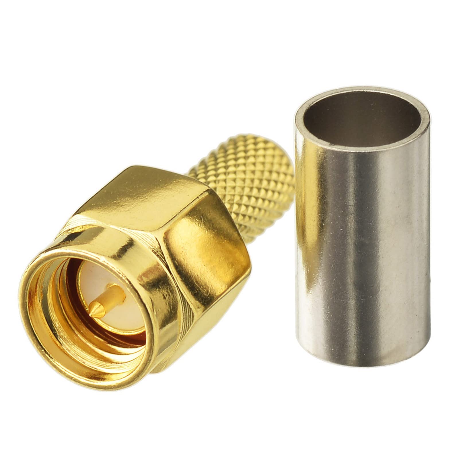 Eightwood 10pcs SMA Male Crimp Connector for RG58 RG142 LMR195 Coax Cable