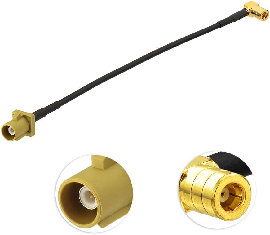 Eightwood Satellite Radio Antenna Adapter Cable 6 inches Fakra Curry Code K Male to SMB Female Right Angle Compatible with Sirius XM Car Vehicle Radio Stereo Receiver Tuner