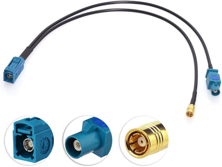 Eightwood DAB DAB+ Antenne SMB Autoradio Antennensplitter Fakra Z Stecker auf Fakra Z Buchse Pigtail Kabel RG174 12inch 30cm für Digitalradio Empfang Blaupunkt Beat TechniSat MEHRWEG